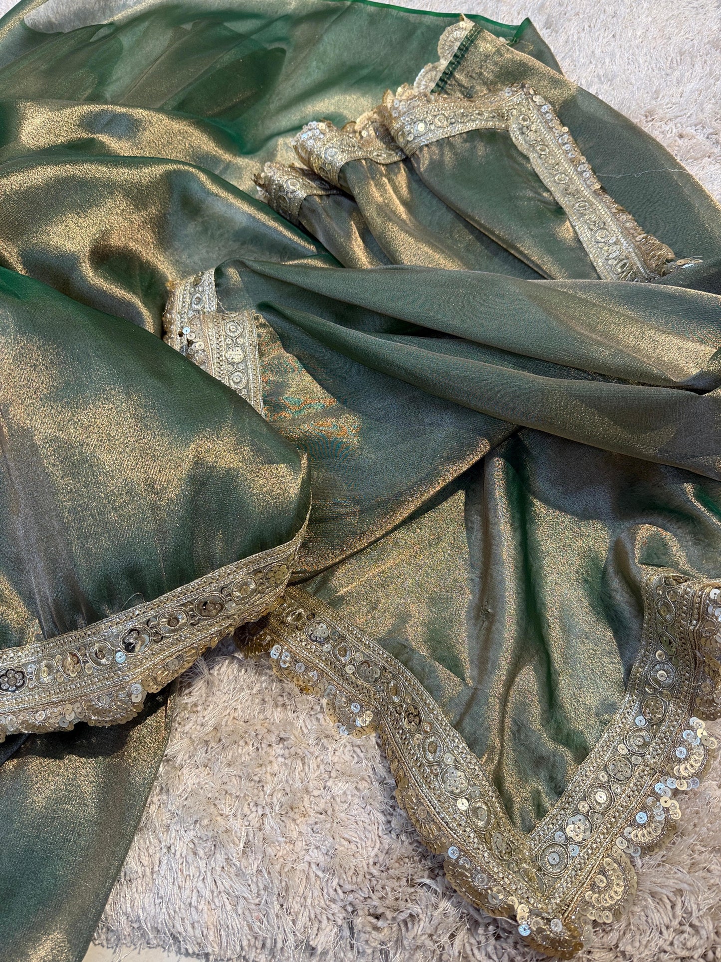 Green Soft Tissue Banarasi