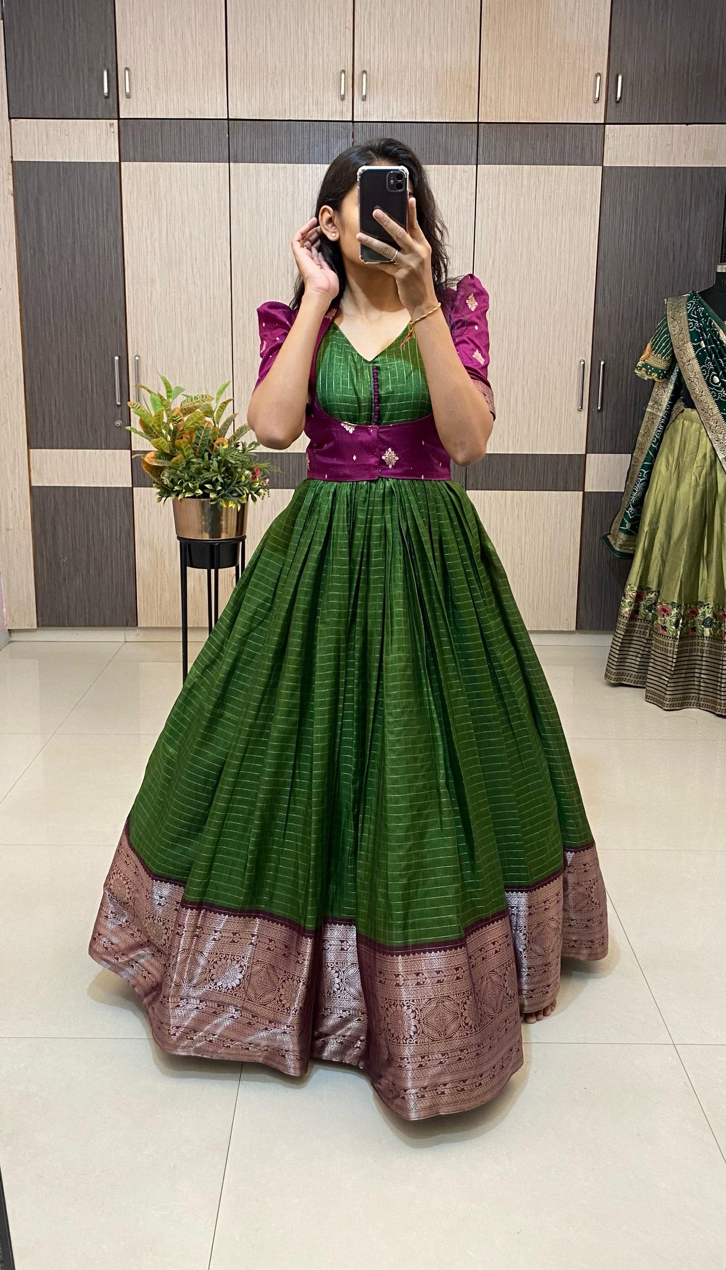2 In One Green And Pink Gowns
