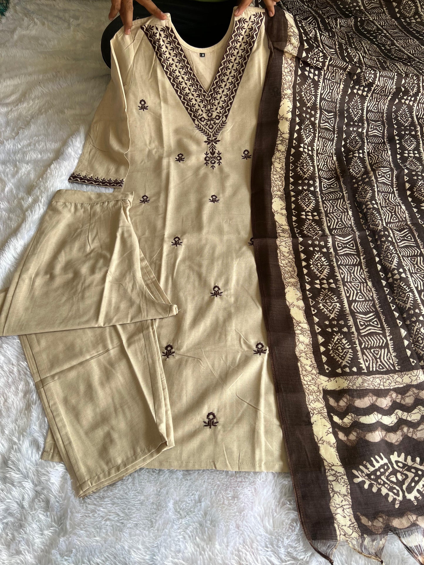 Khadi Cotton 3 Pieces Kurti Set