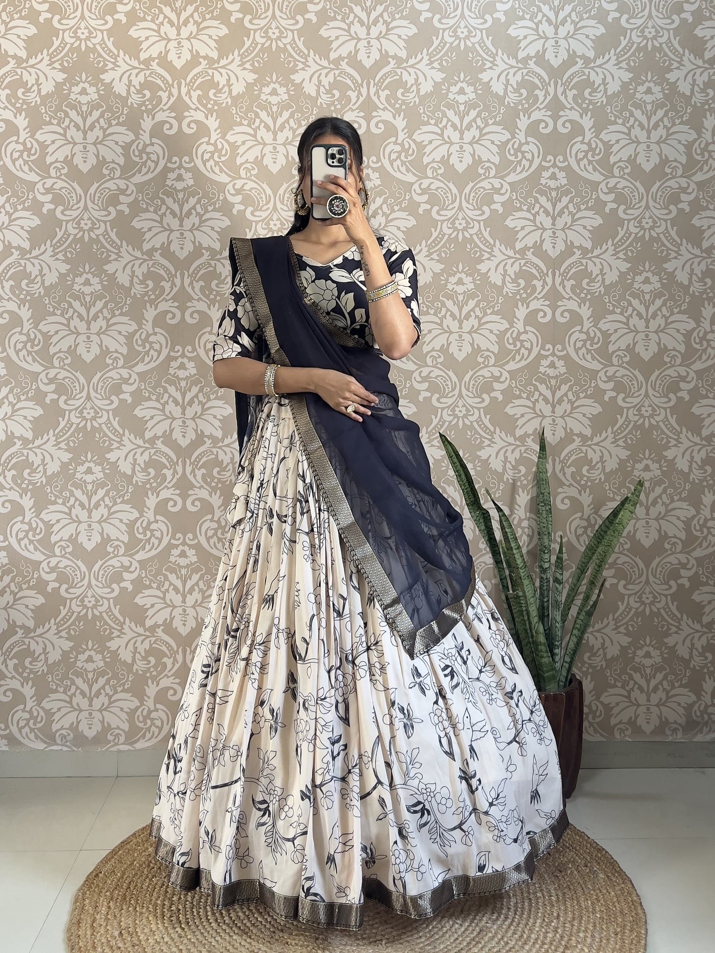 Kalamkari printed fully stitched Lehenga sets