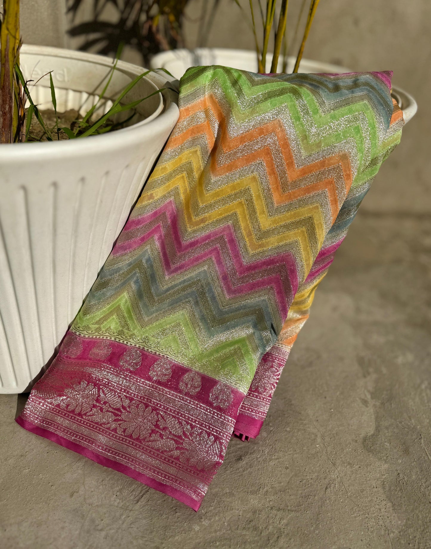 Rainbow Multi Pure Georgette Luxe saree