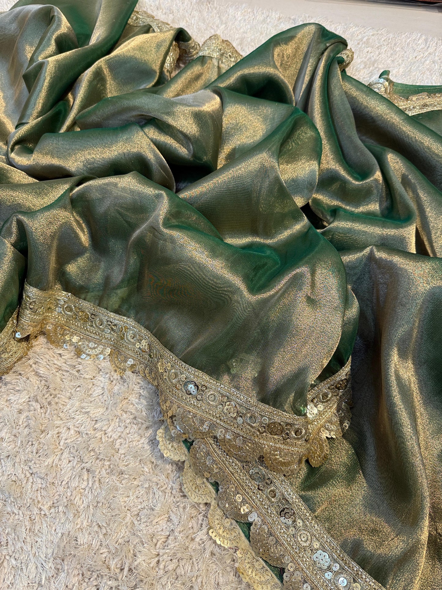 Green Soft Tissue Banarasi