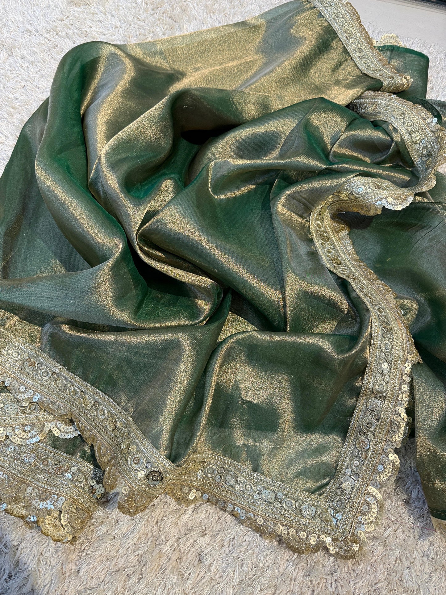 Green Soft Tissue Banarasi
