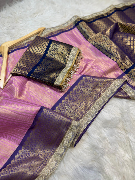 Festival Kanchipuram Banarasi with Trendy Saree lace for Sravanamasam
