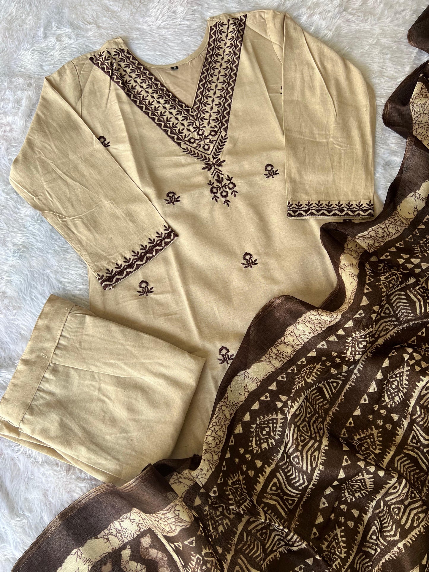Khadi Cotton 3 Pieces Kurti Set