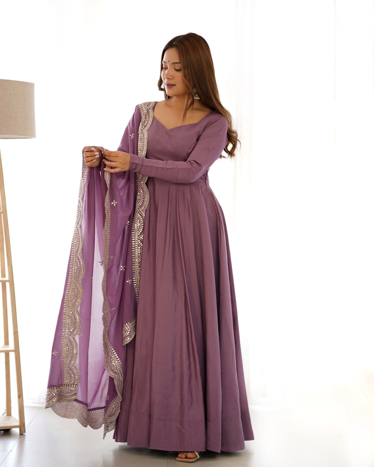 Celebrate Style Anarkali Gowns with cutwork dupatta