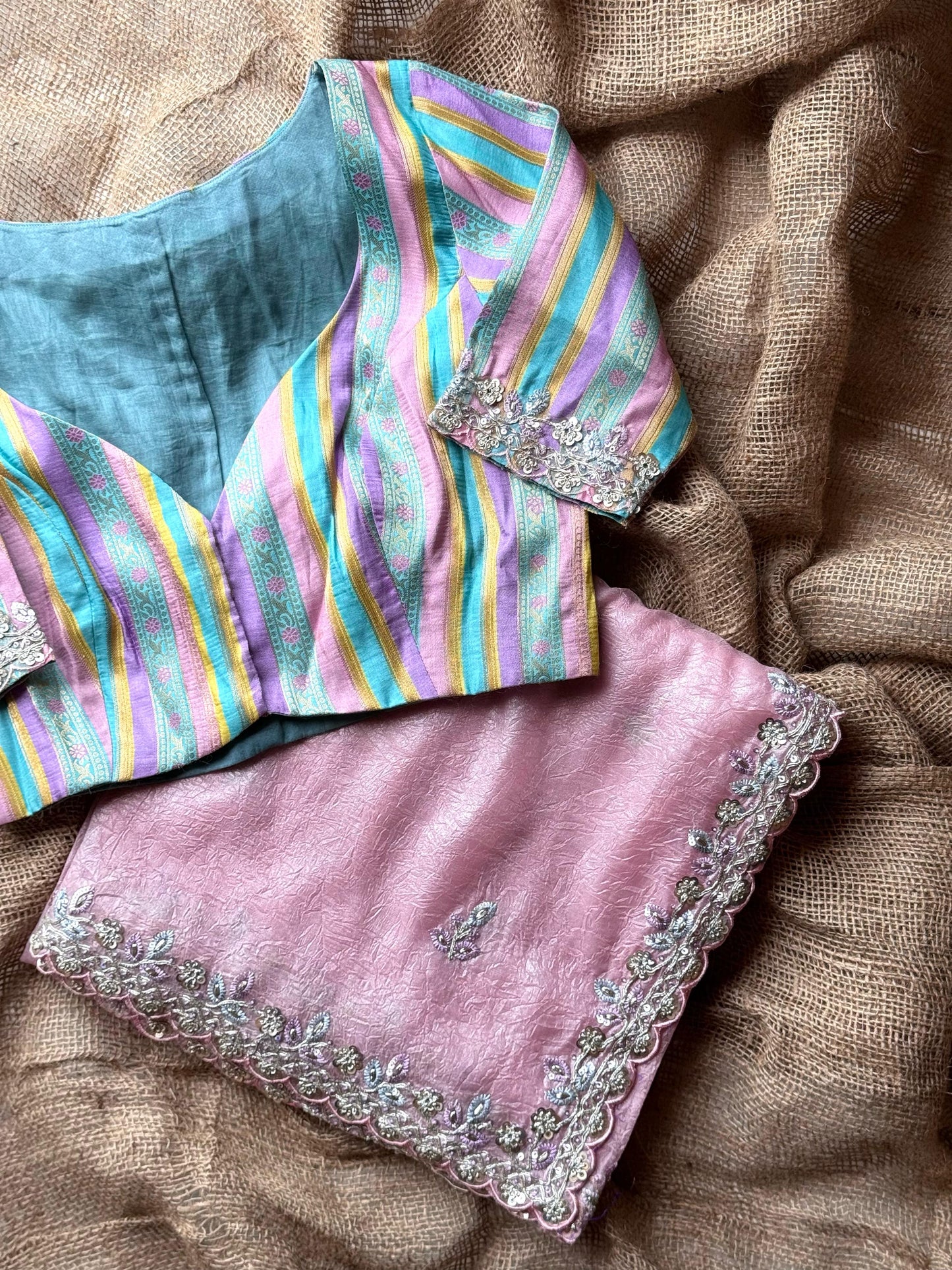 Luxe Space Crush Elegant saree with stitched blouse