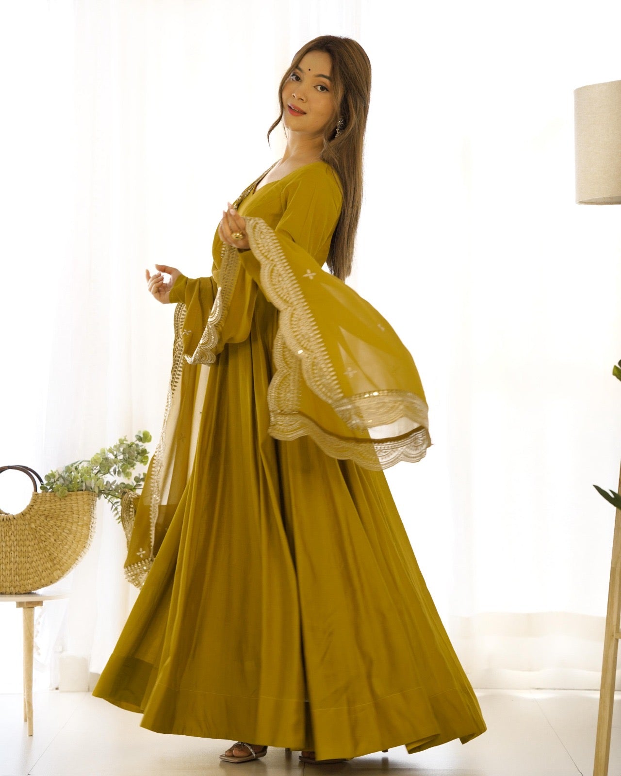 Celebrate Style Anarkali Gowns with cutwork dupatta