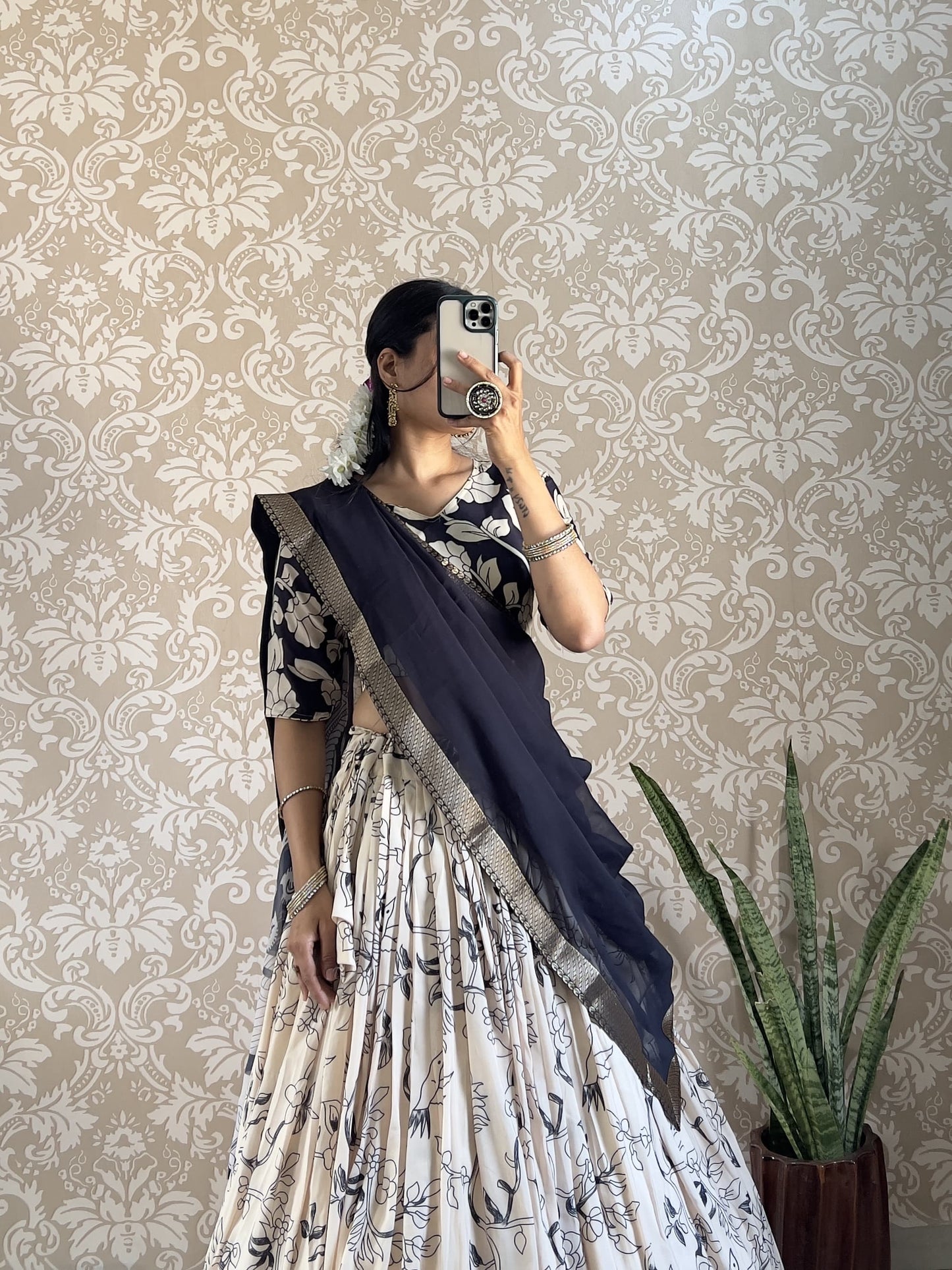 Kalamkari printed fully stitched Lehenga sets