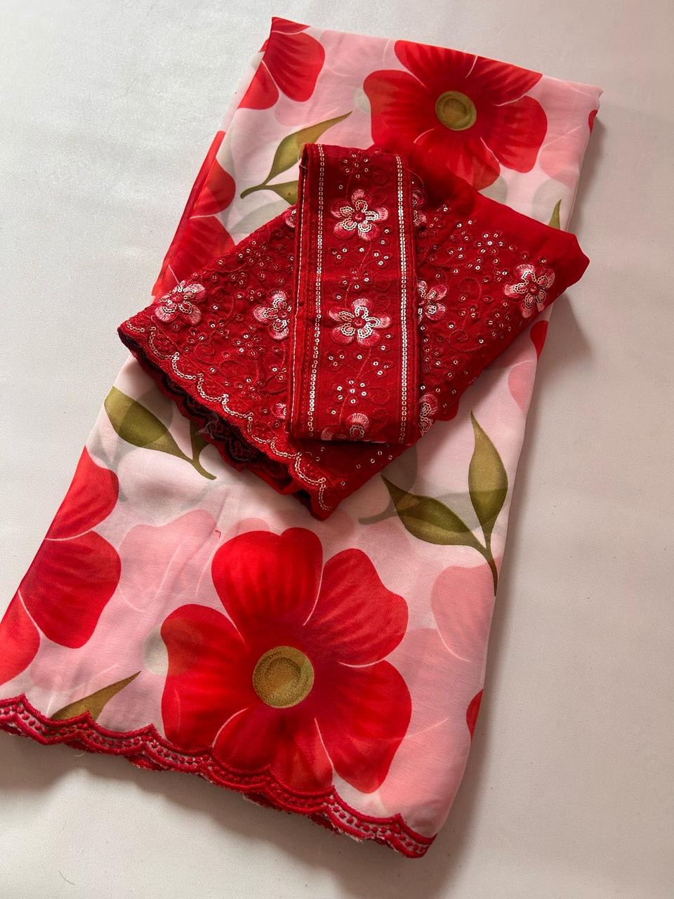 Georgette saree soft mul slab