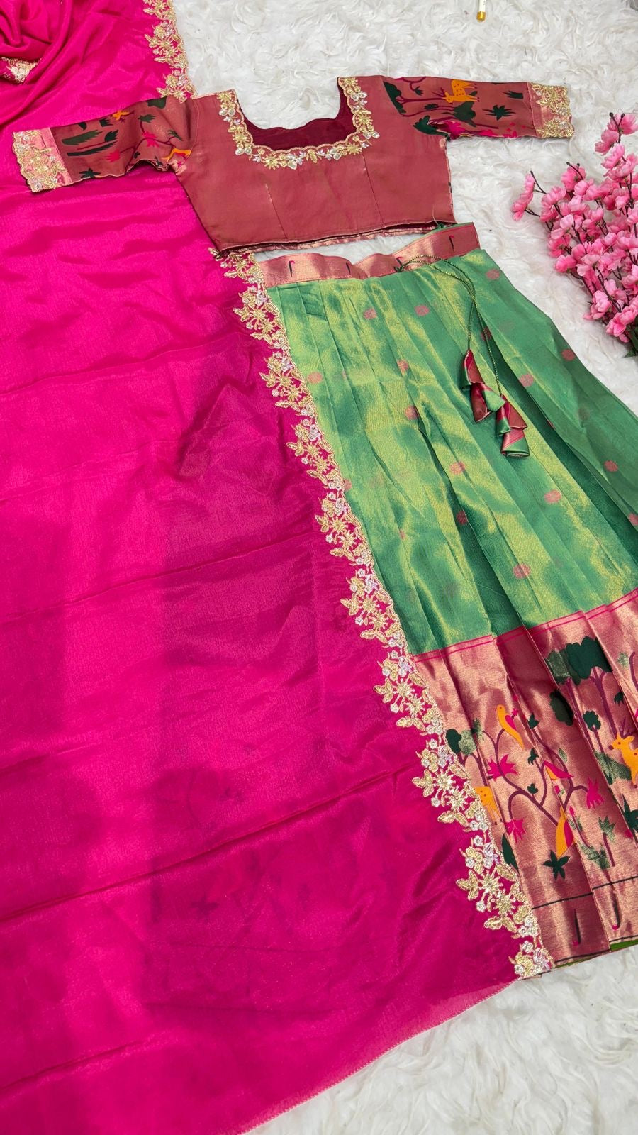 Two tone Paithani lehenga