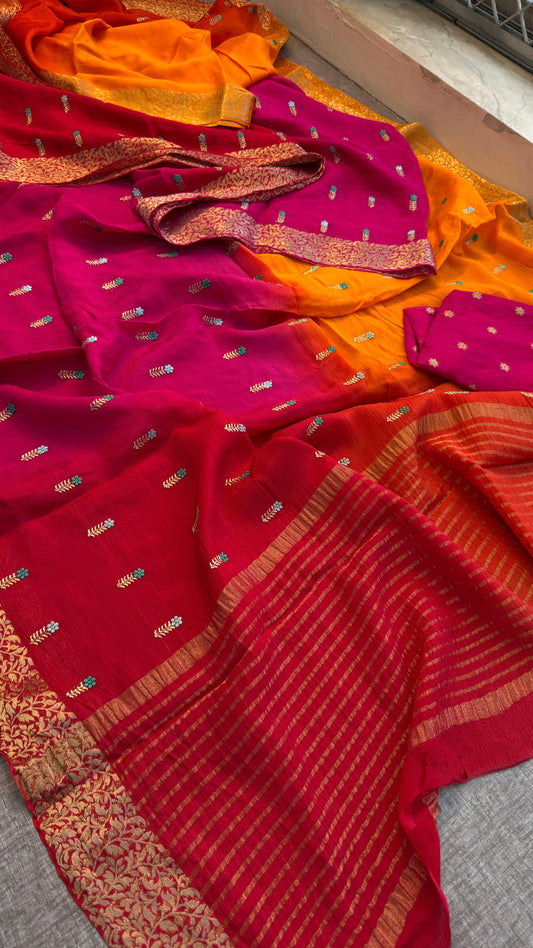 Luxe Pure Chinon Crepe Embroidery sarees