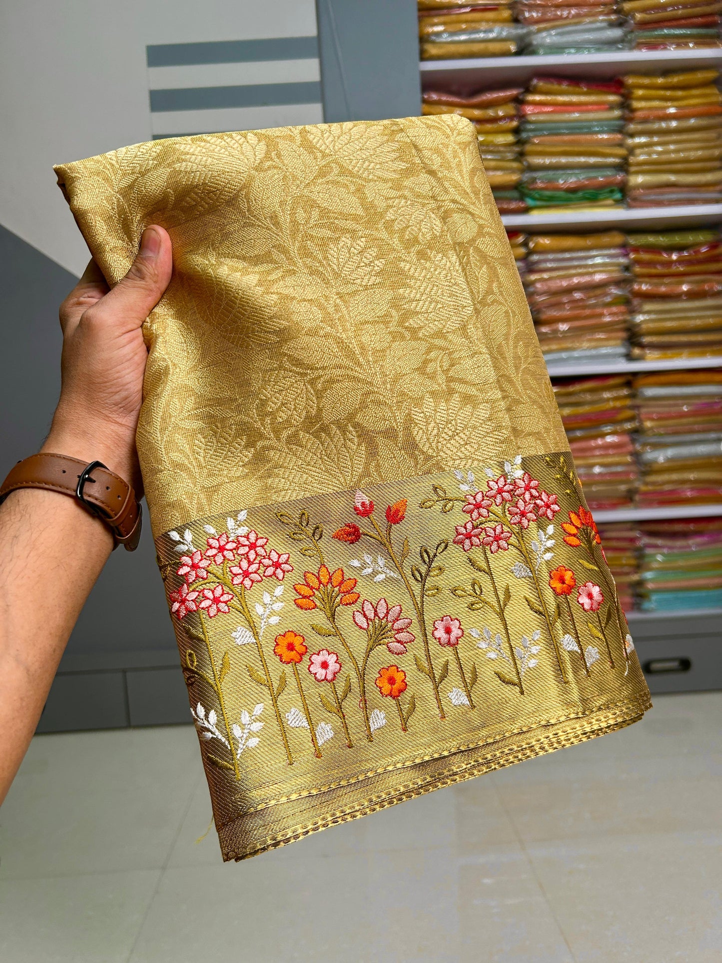 Embroidery Work saree tissue Budget Saree