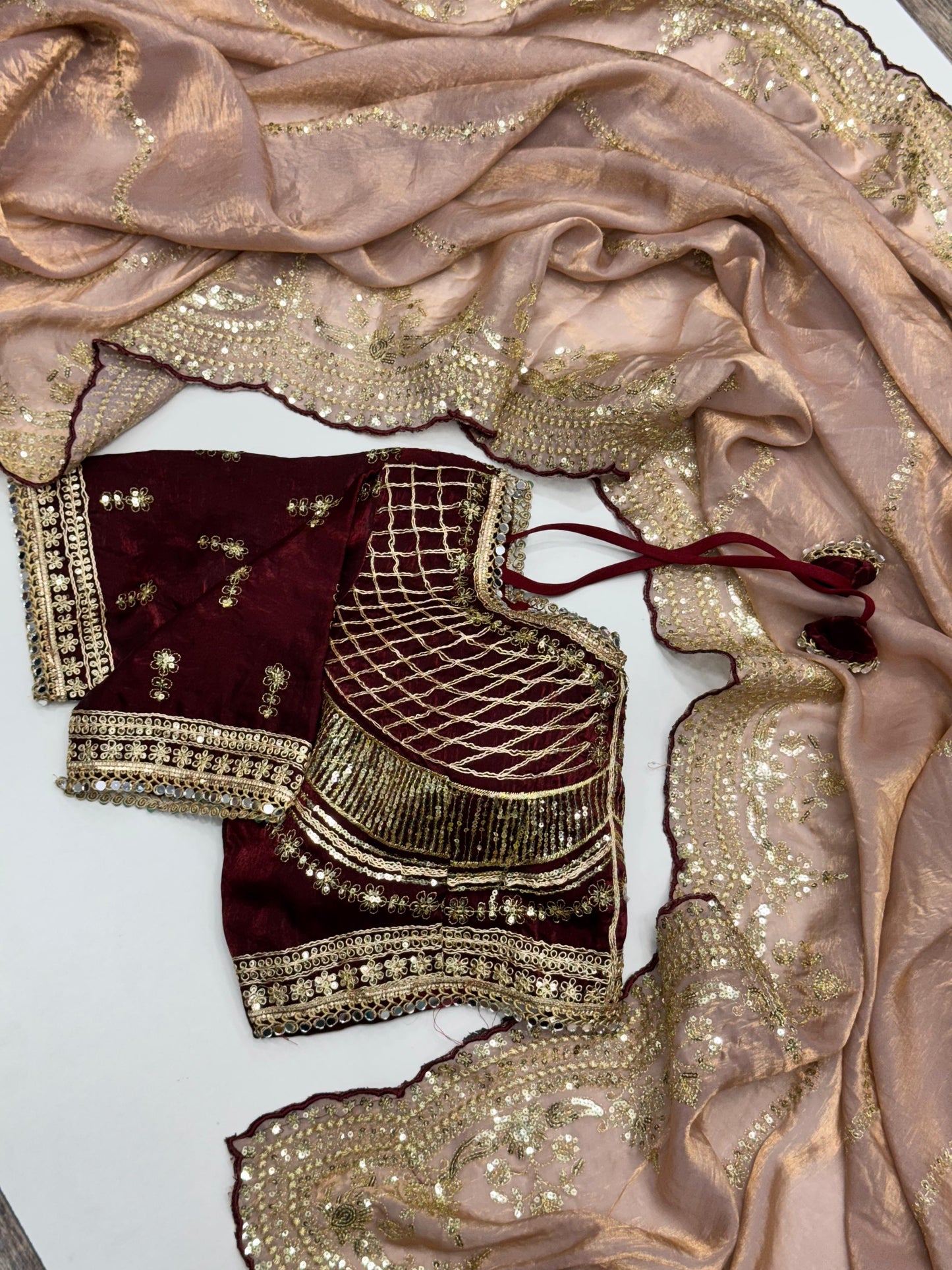 Soft Fendy work saree with stitched blouse