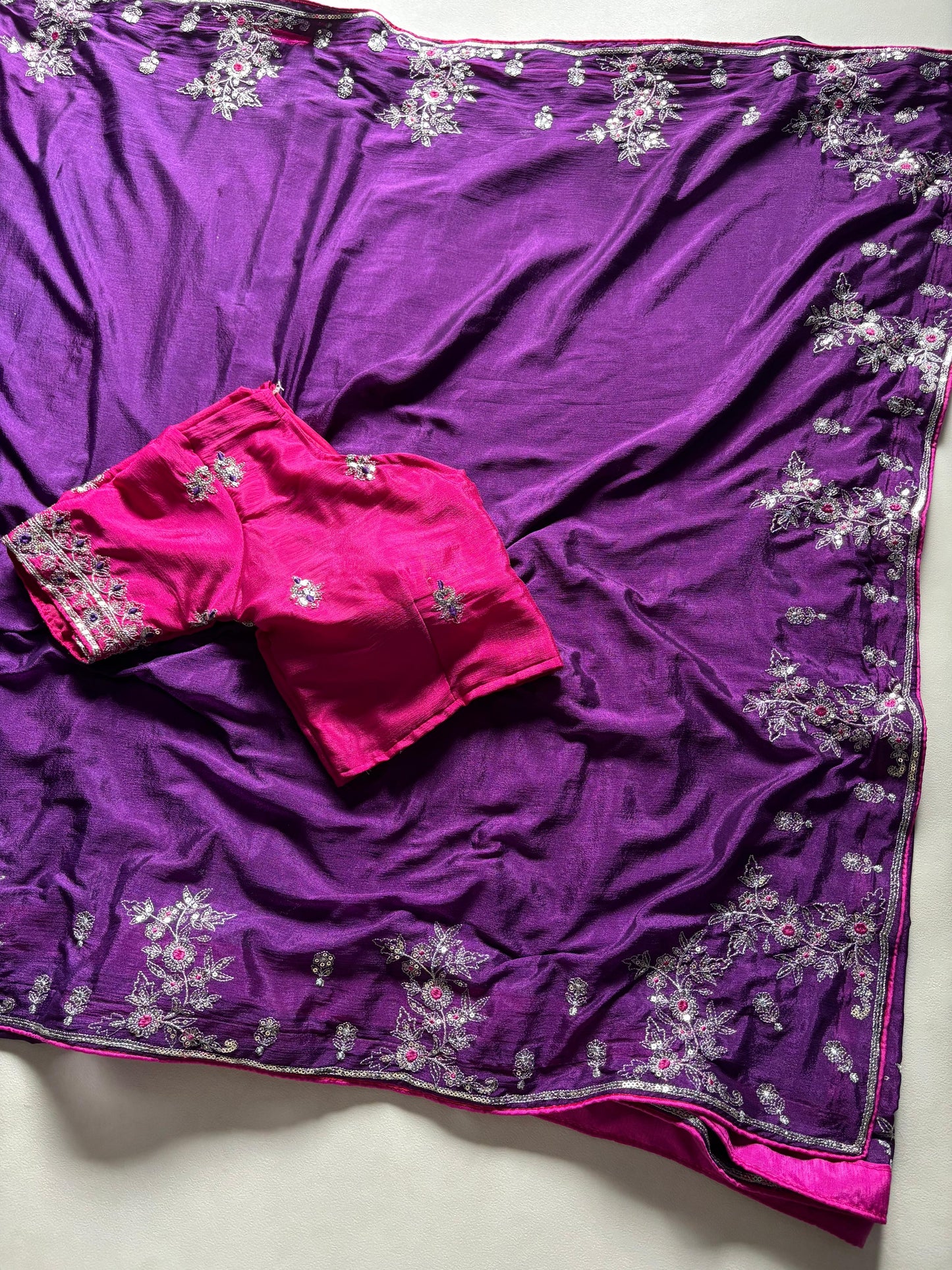Celebrity inspired sari with stitched blouse
