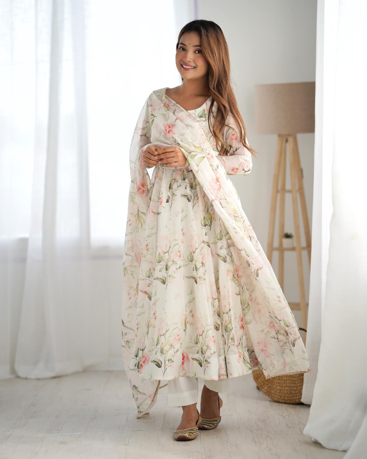 Beautiful Anarkali floral gown for weeding vibes