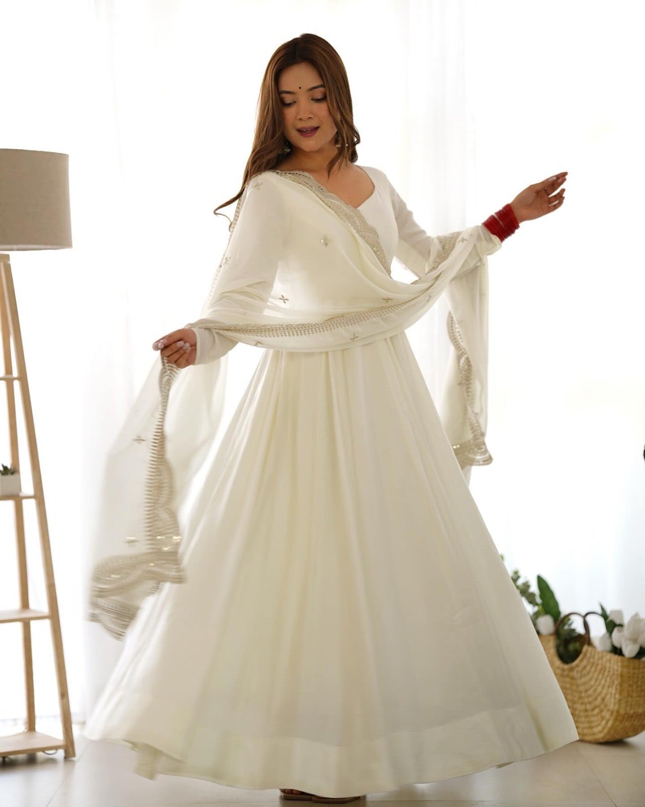 Celebrate Style Anarkali Gowns with cutwork dupatta