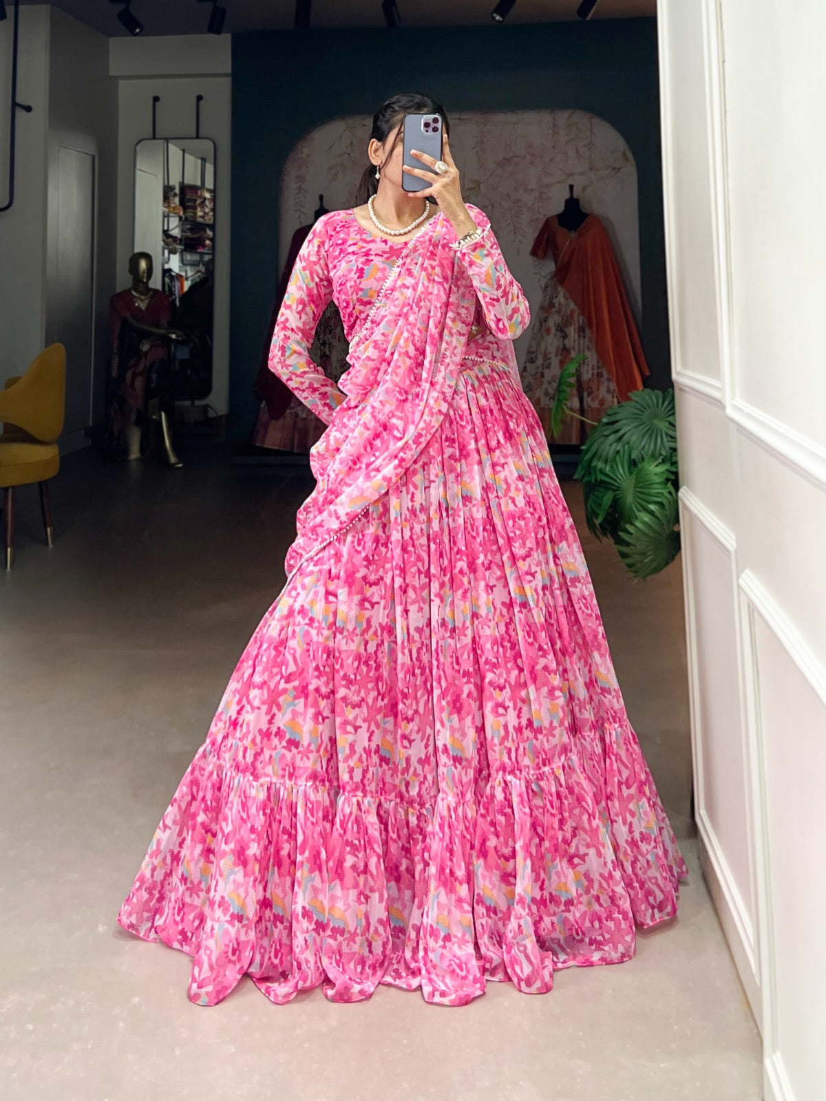 Floral Blend Georgette lehenga set