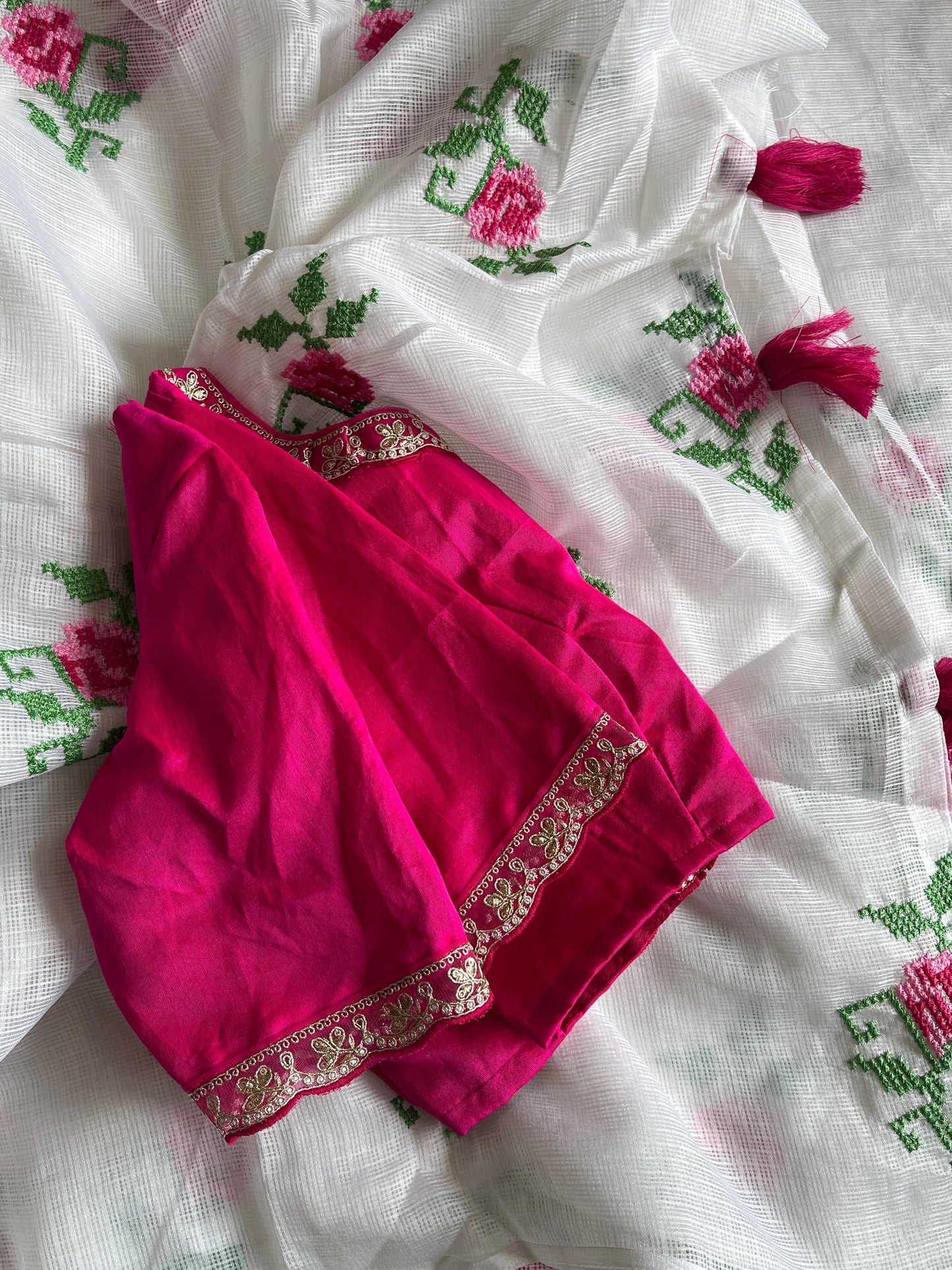 Kota doriya sraee with Desginer lace stitched blosue