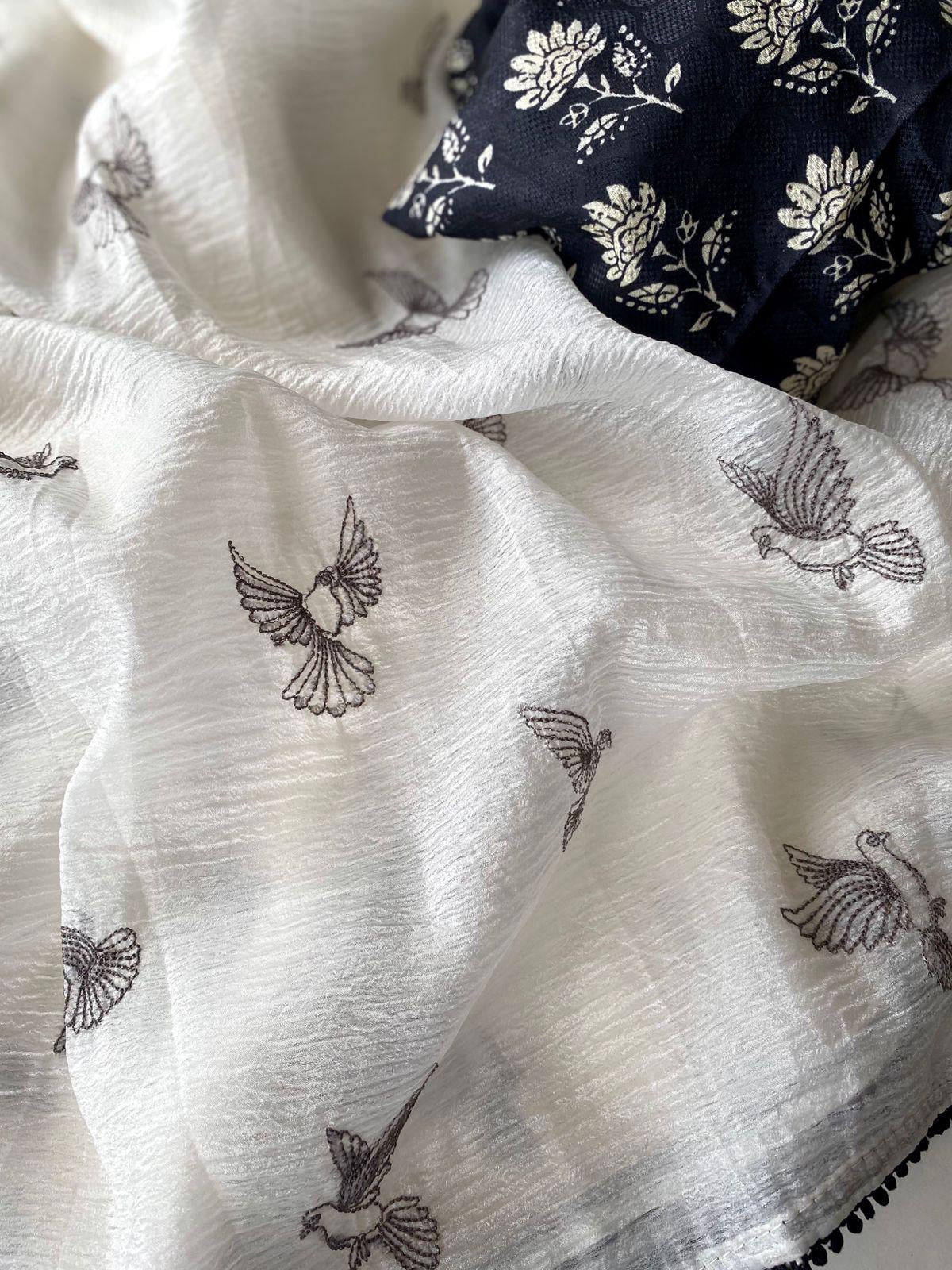 Paper Crush Embroidery saree Luxe