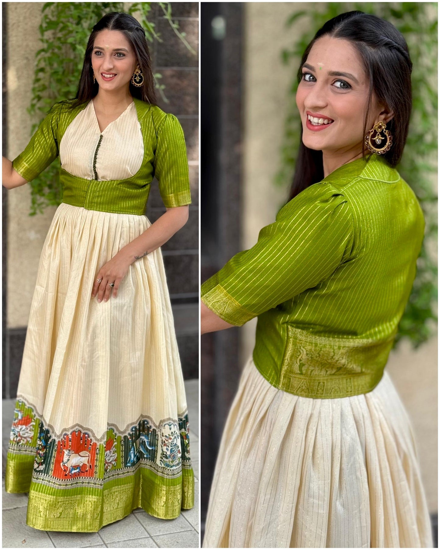2 In One Kalamkari Mixed Gowns
