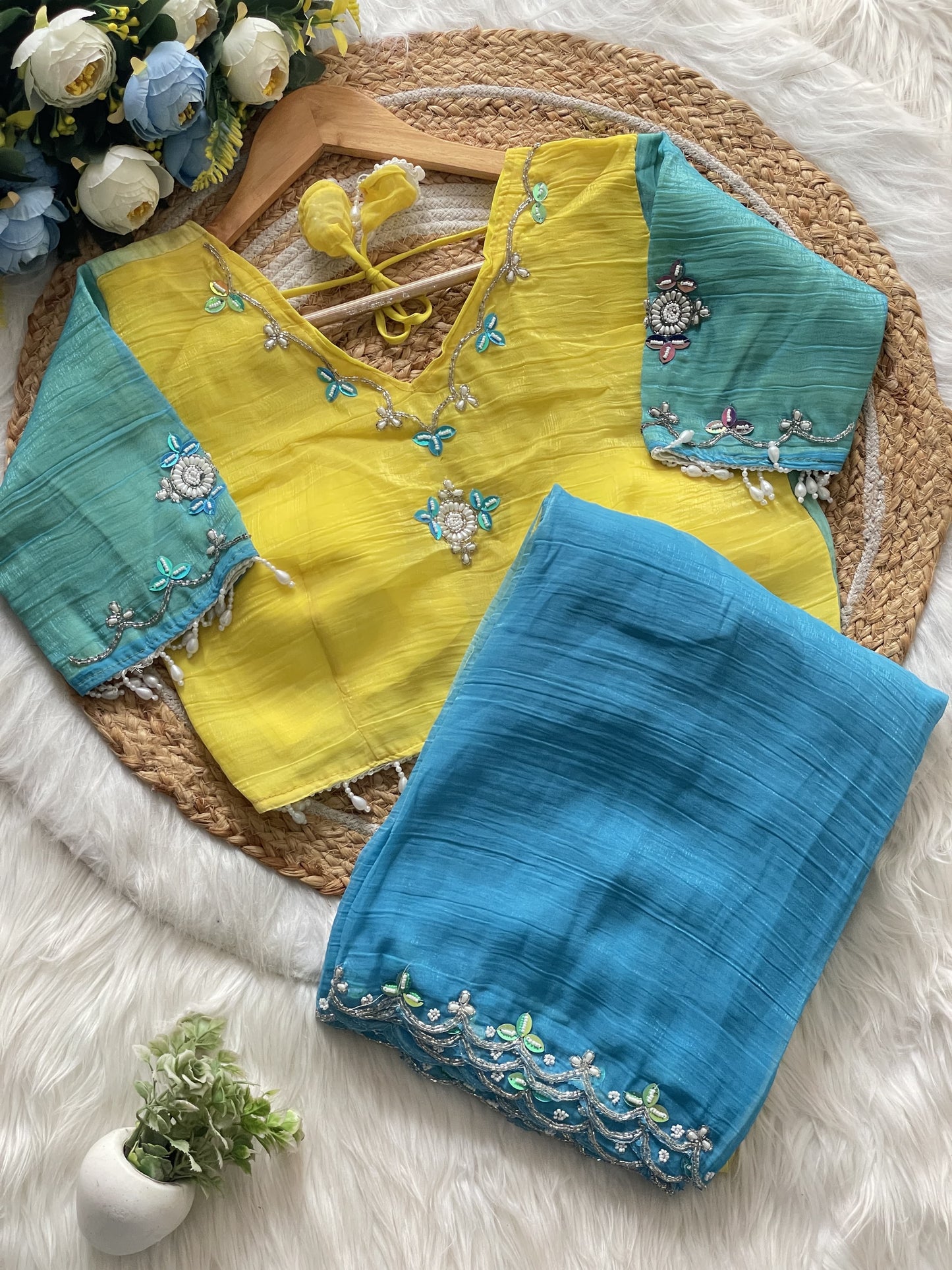Designer Saree with stitched work blouse