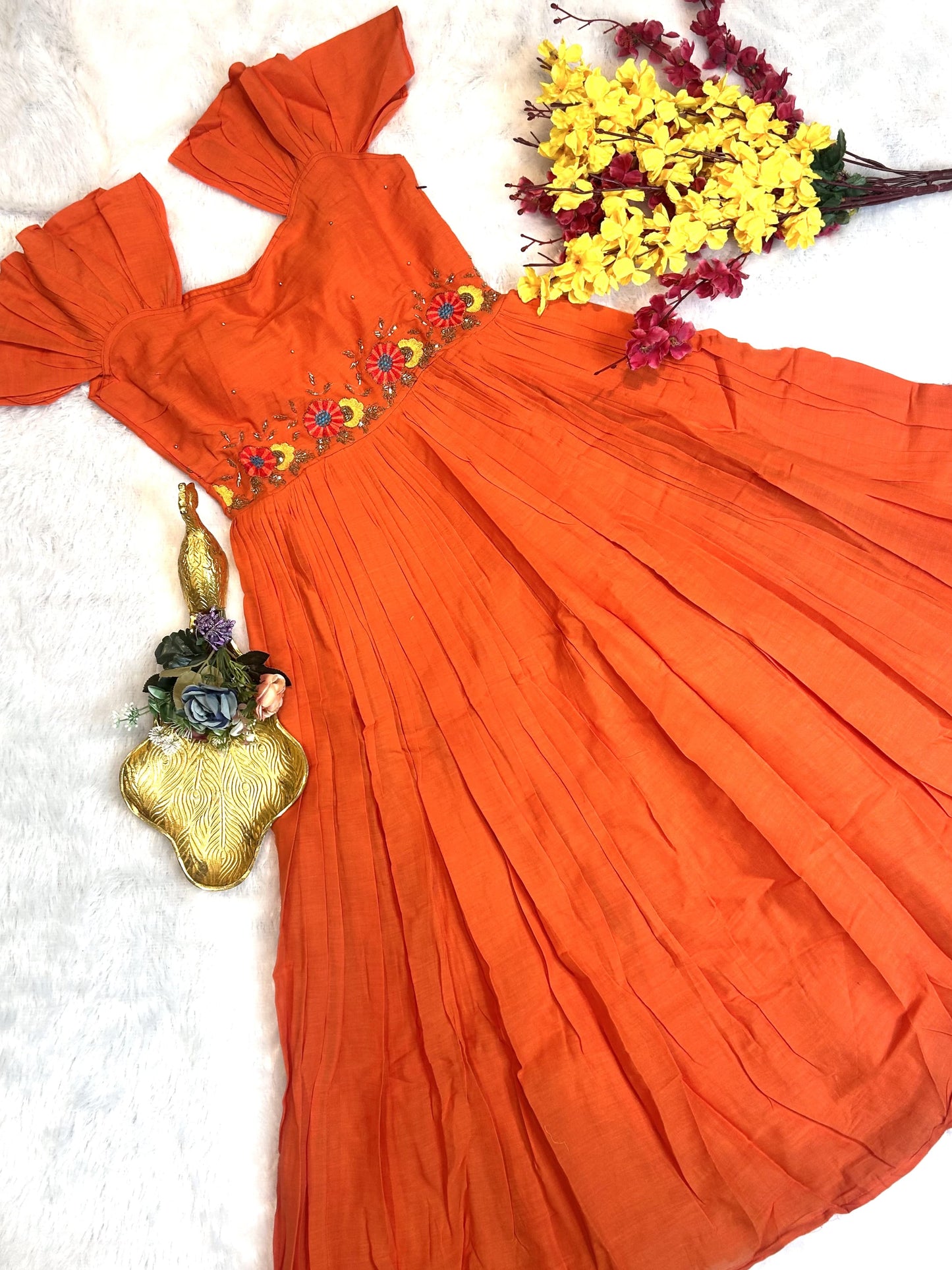 Mul mul cotton work gowns