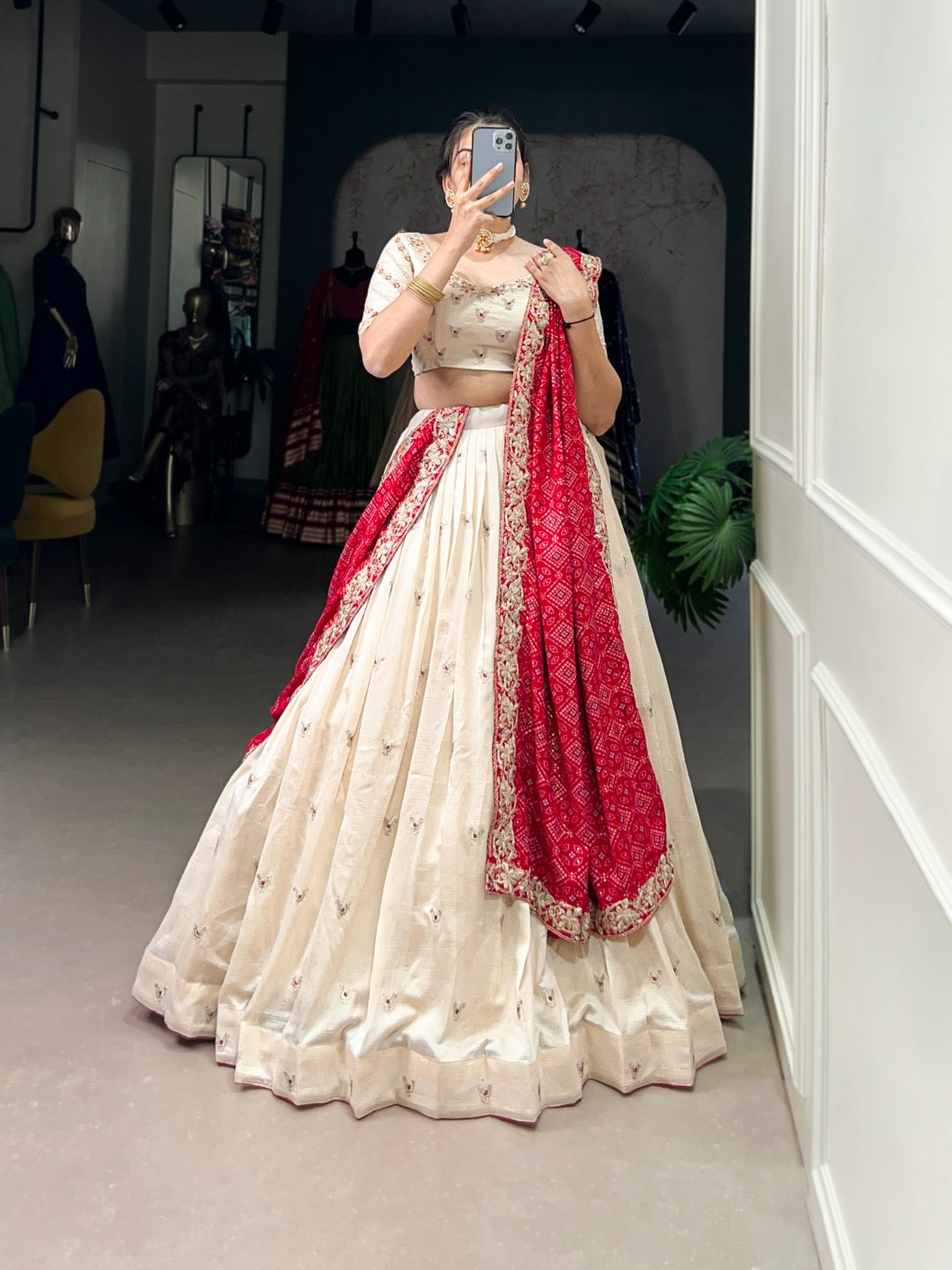 Vichitra Silk Lehenga with Exquisite Sequins and Thread Embroidery Choli