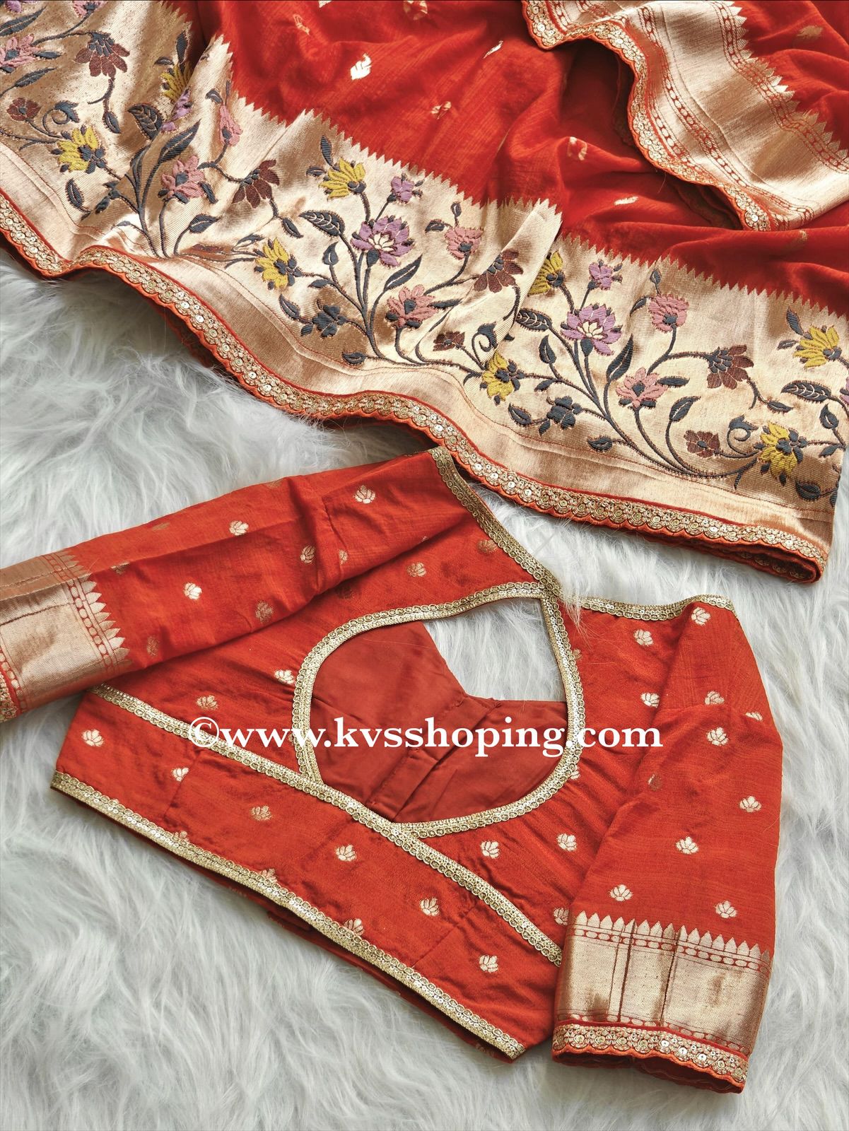 Pure Viscose raw silk with Bandhej print with stitched blouse (Celebrate inspired)