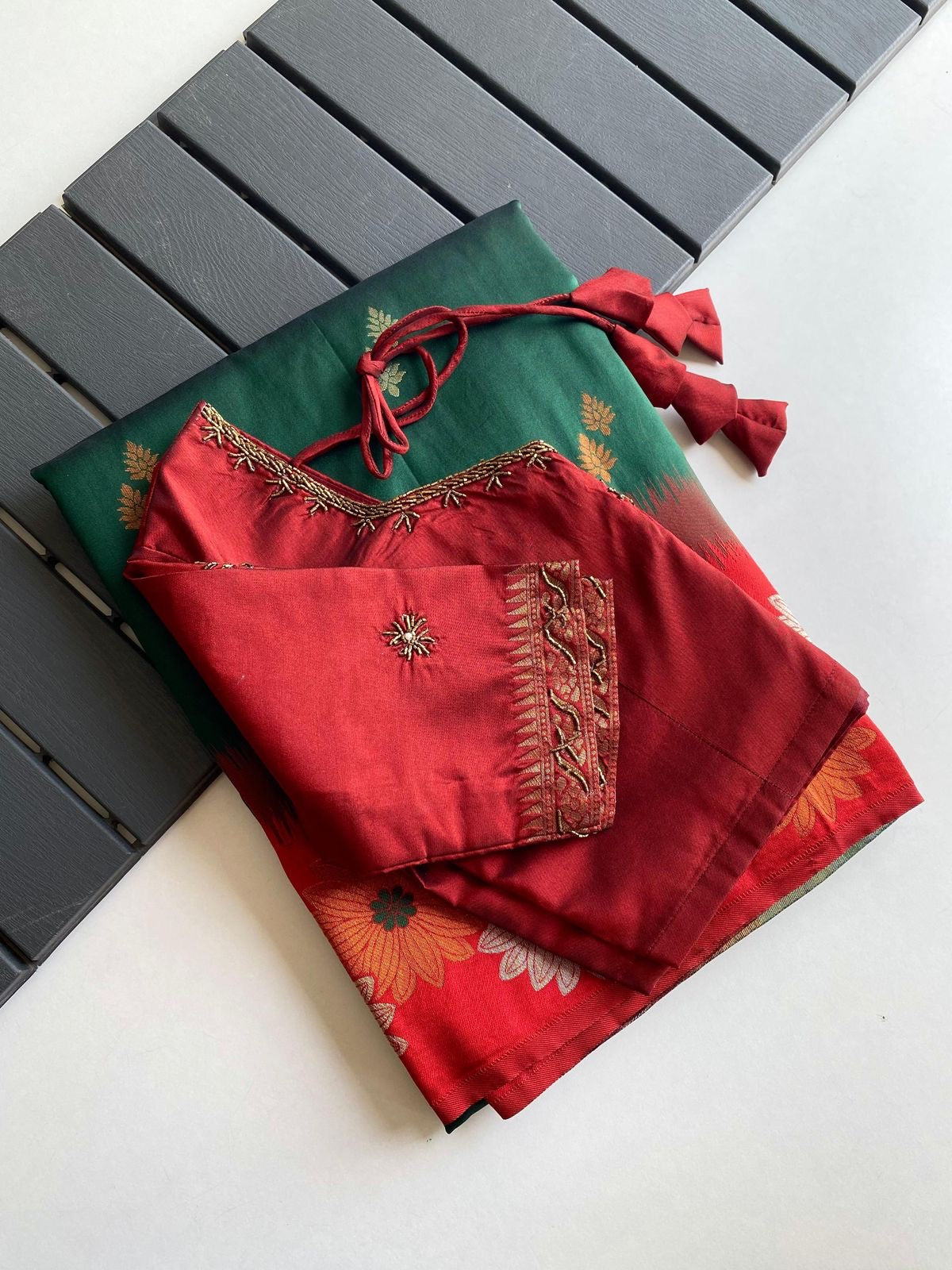 Soft silk luxe saree with stitched Blouses