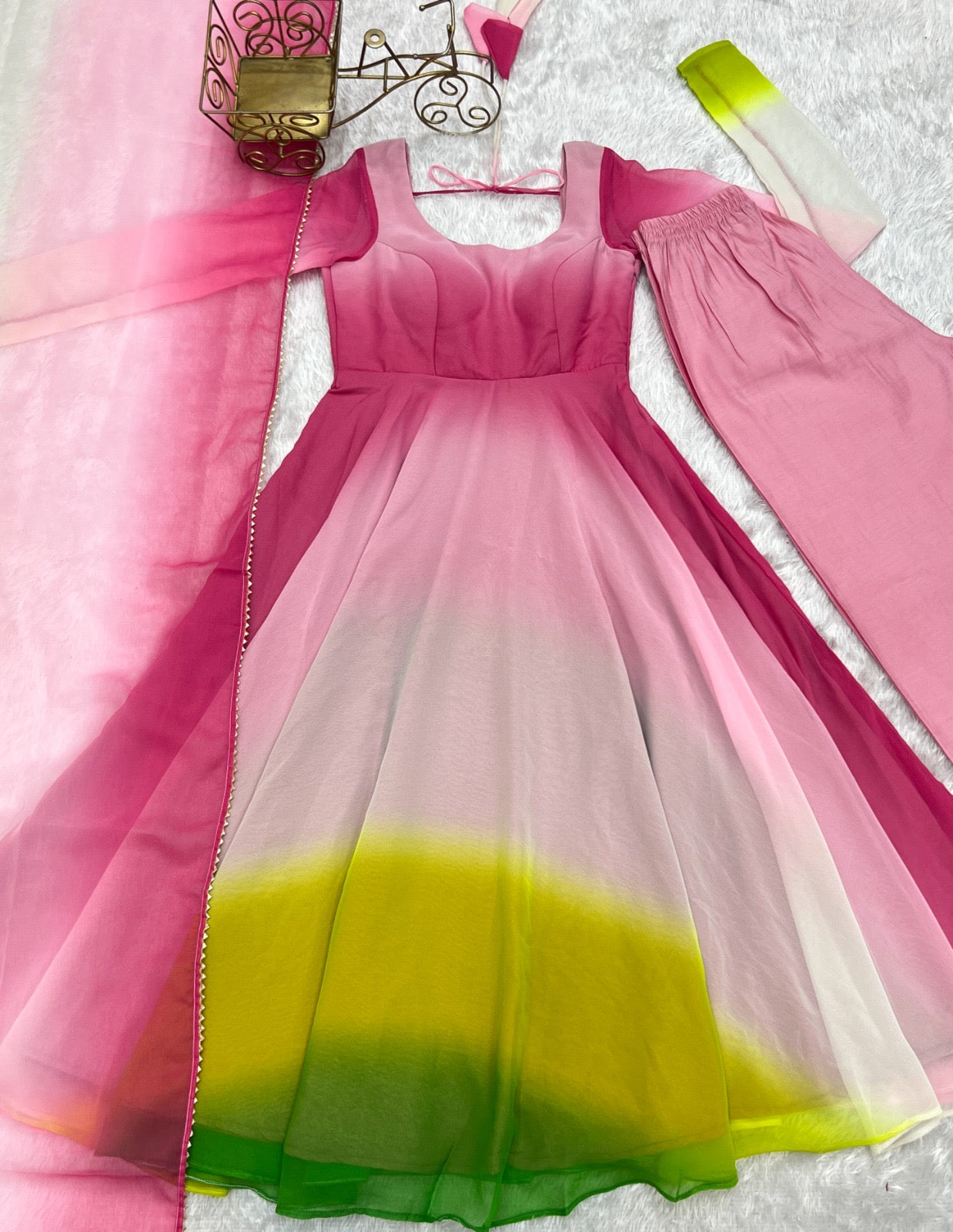 Rainbow Colour Anarkali Gowns