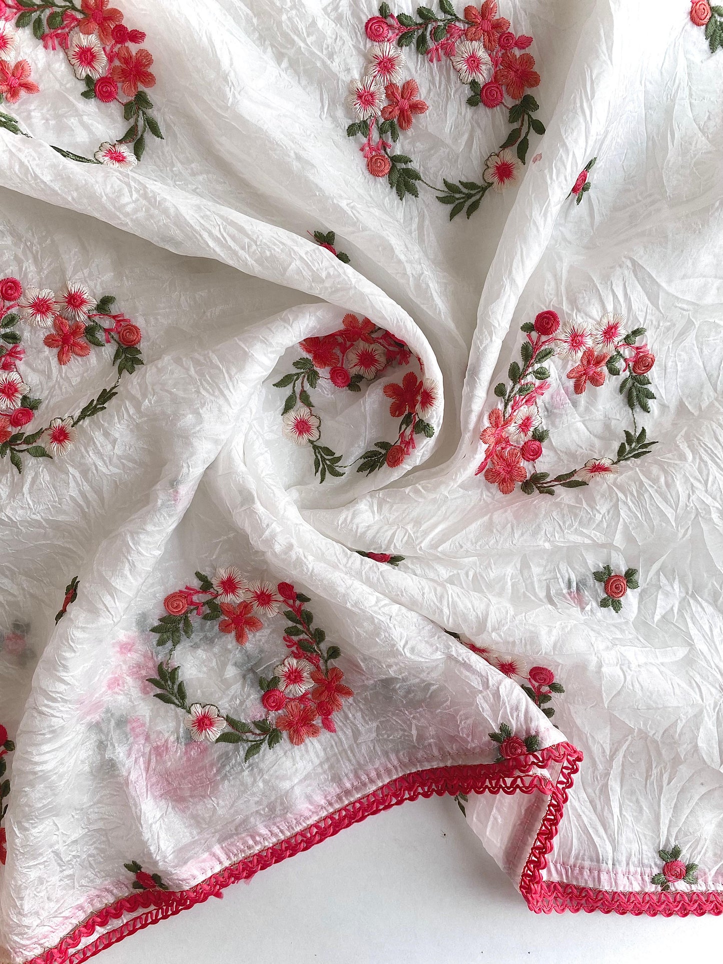 Paper crush saree with embroidery all over budget