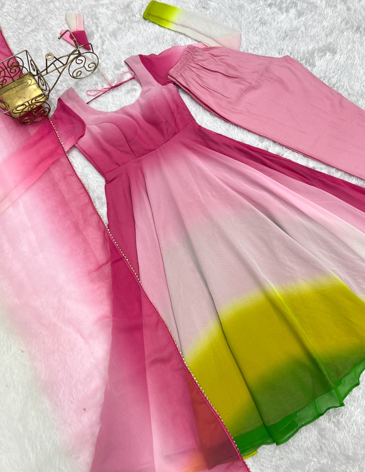 Rainbow Colour Anarkali Gowns