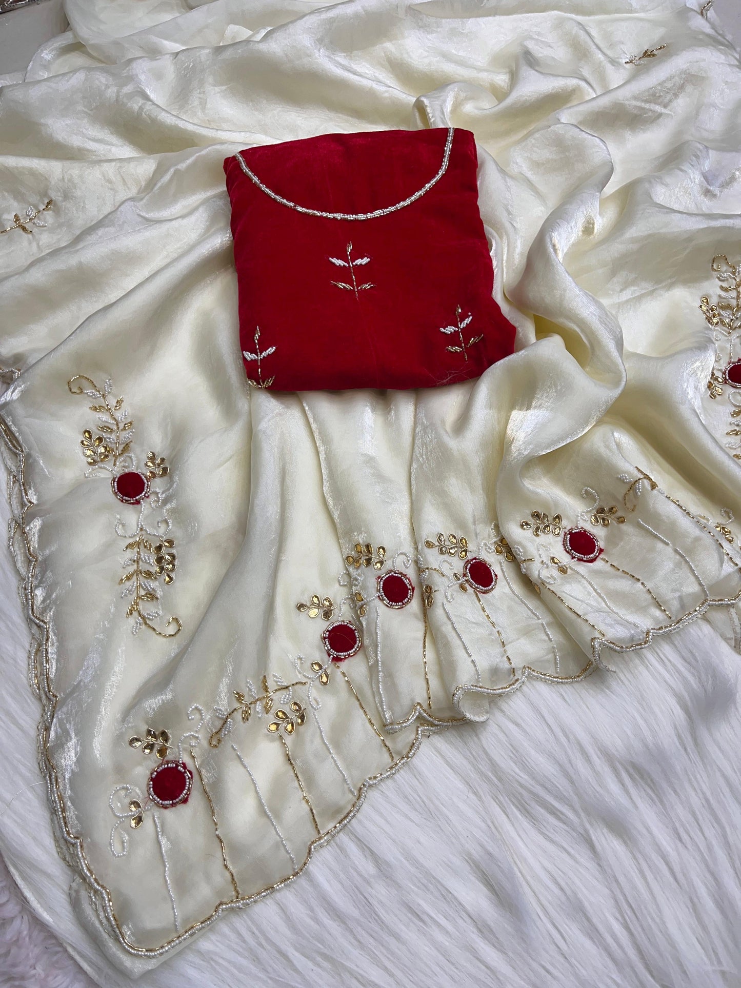 Satin Heavy MotiWork Sarees Budget friendly