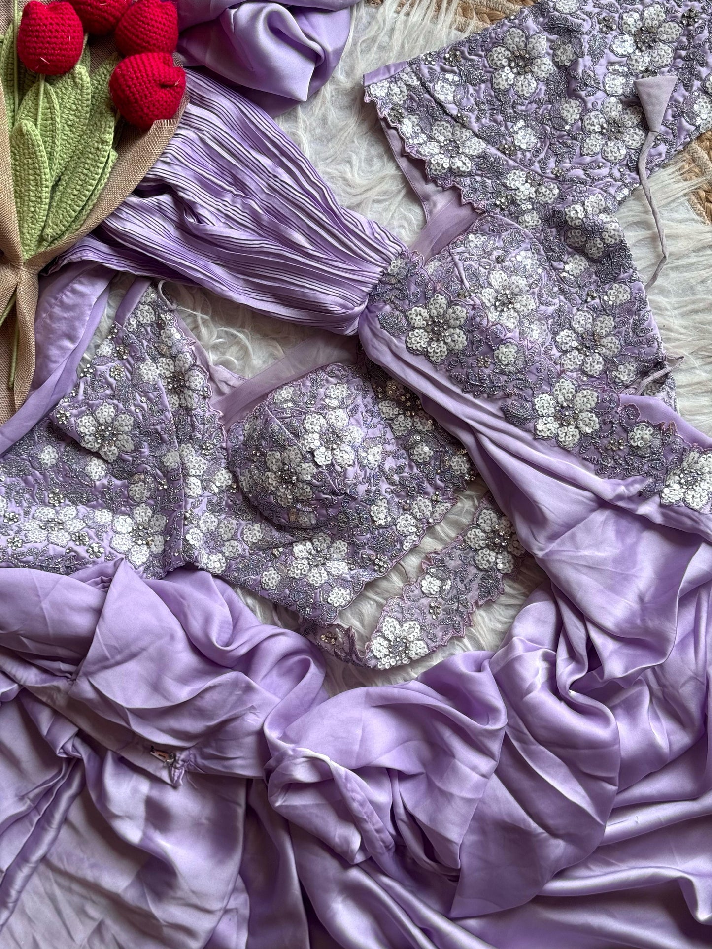 Luxe saree Lavender 1 min saree with stitched blouse