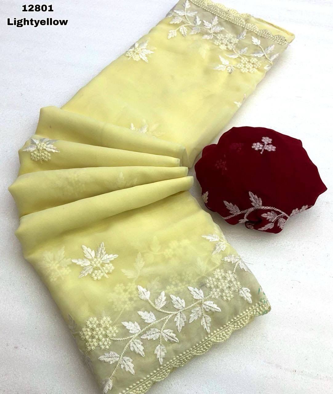 Georgette Embroidery Cutwork Budget Saree
