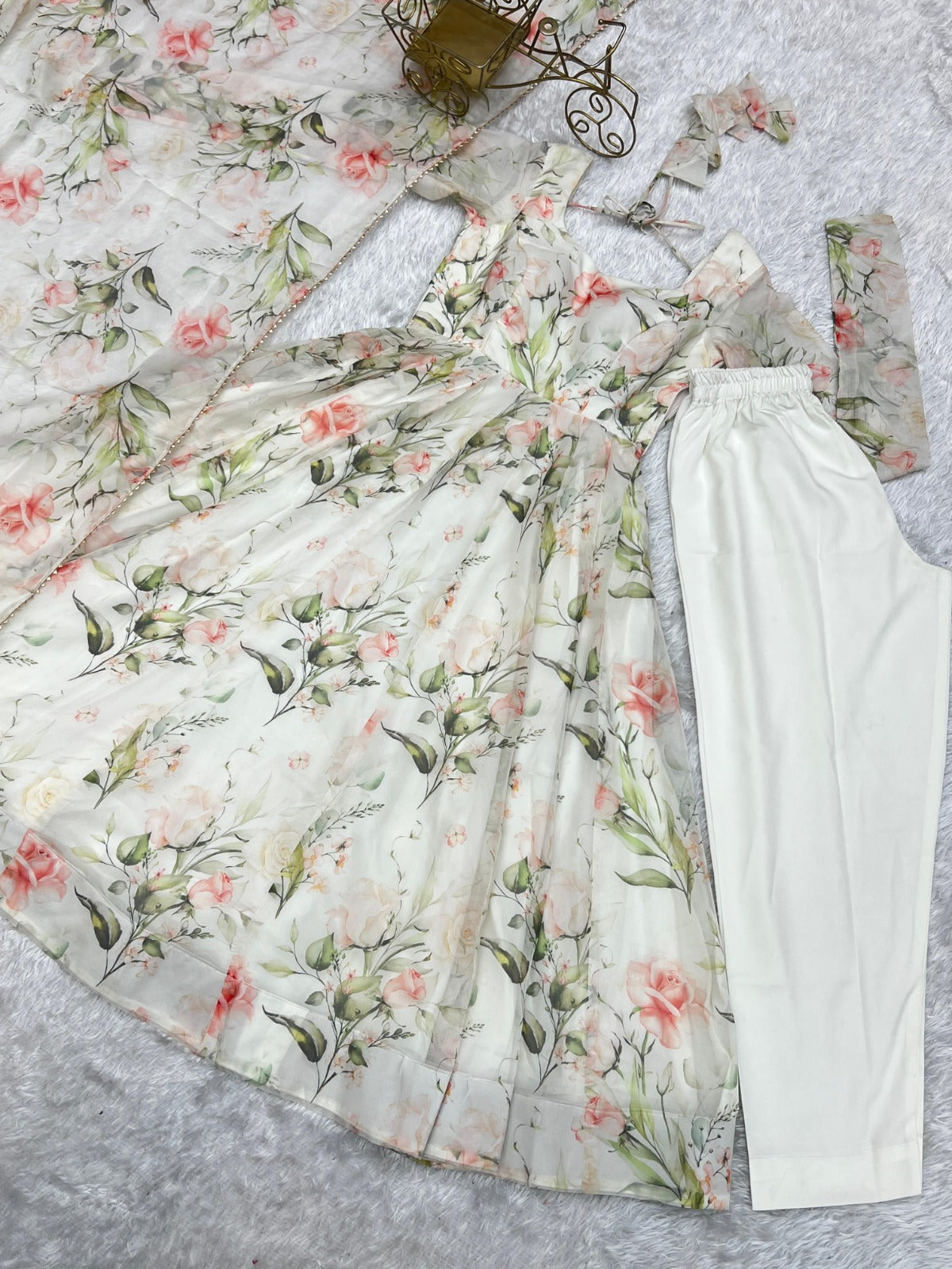 Beautiful Anarkali floral gown for weeding vibes