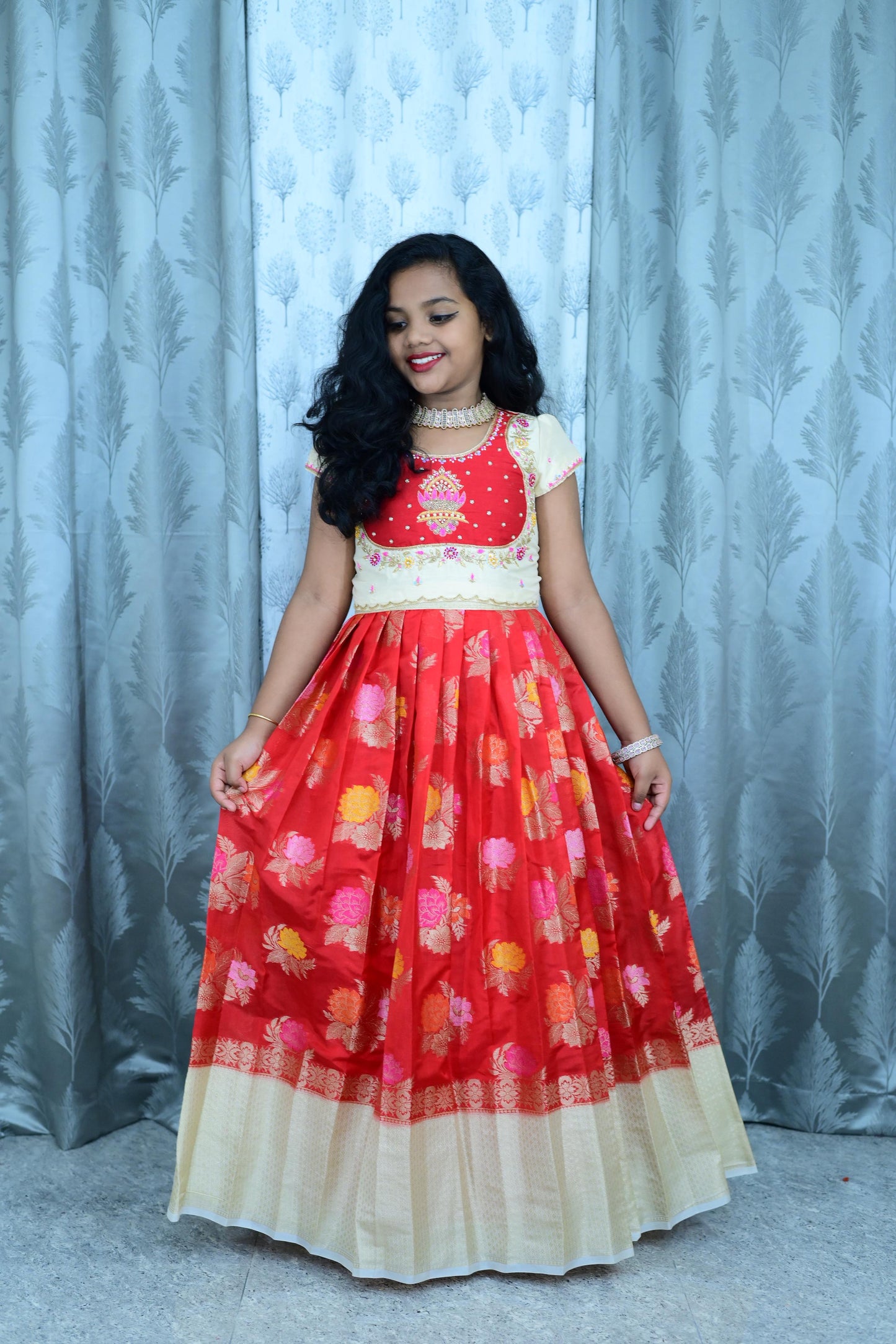 Pure Zardosi with cutdana kids lehenga