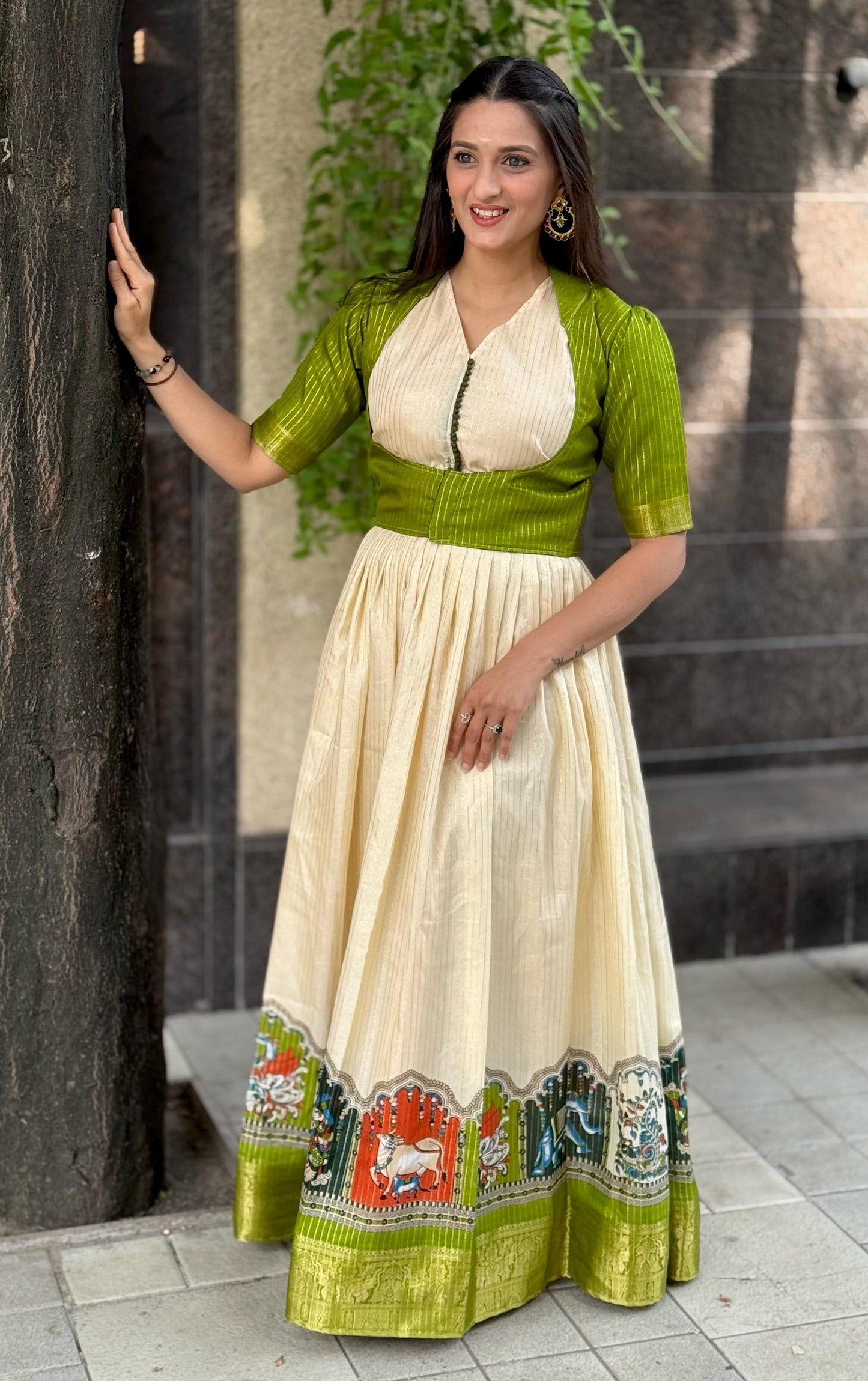 2 In One Kalamkari Mixed Gowns