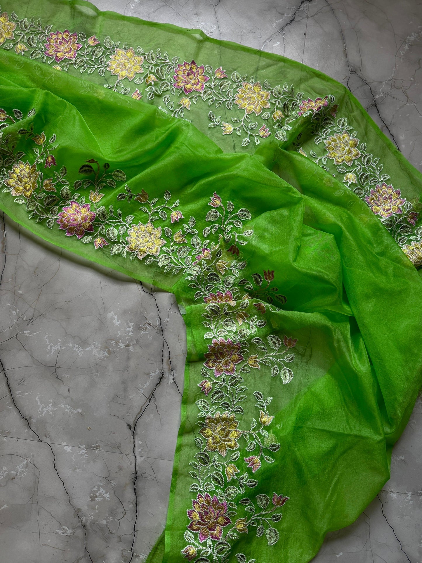 Banarasi Kora organza sarees with embroidery work