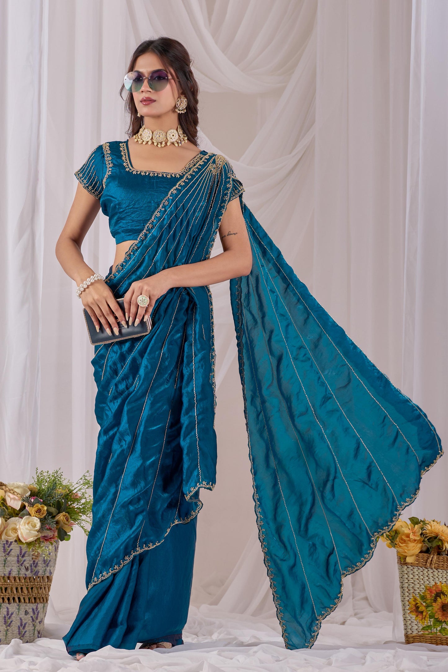Space silk Luxe Maggam work saree Uniqe sarees