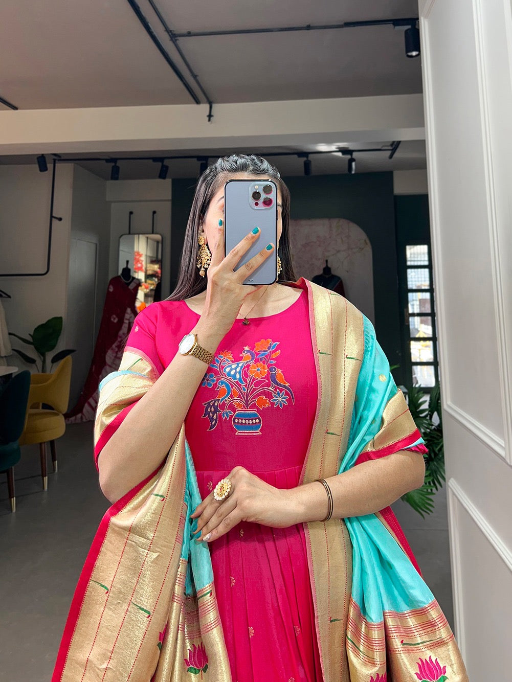 Paithani Gowns with weaving dupatta