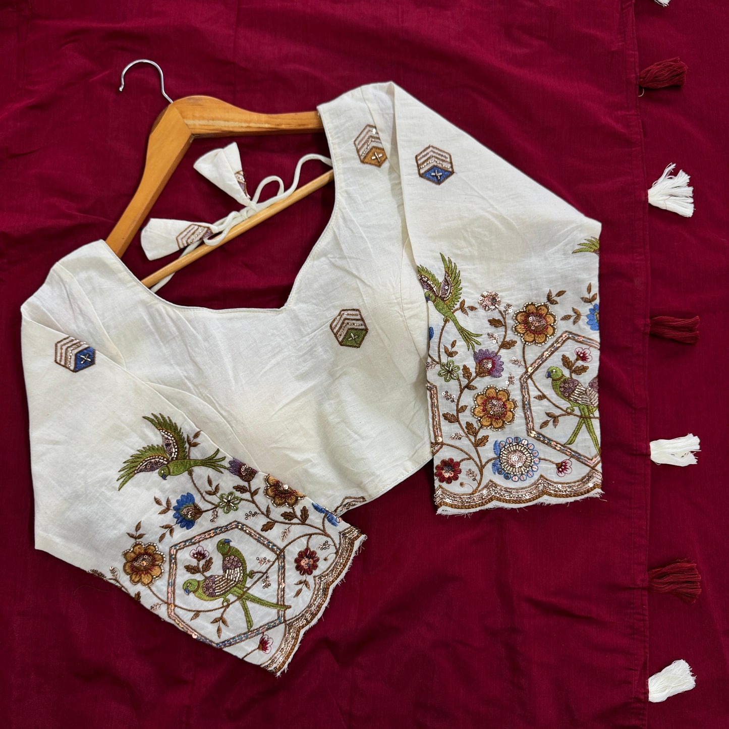 Mul Mul Chanderi cotton saree with stitched blouse