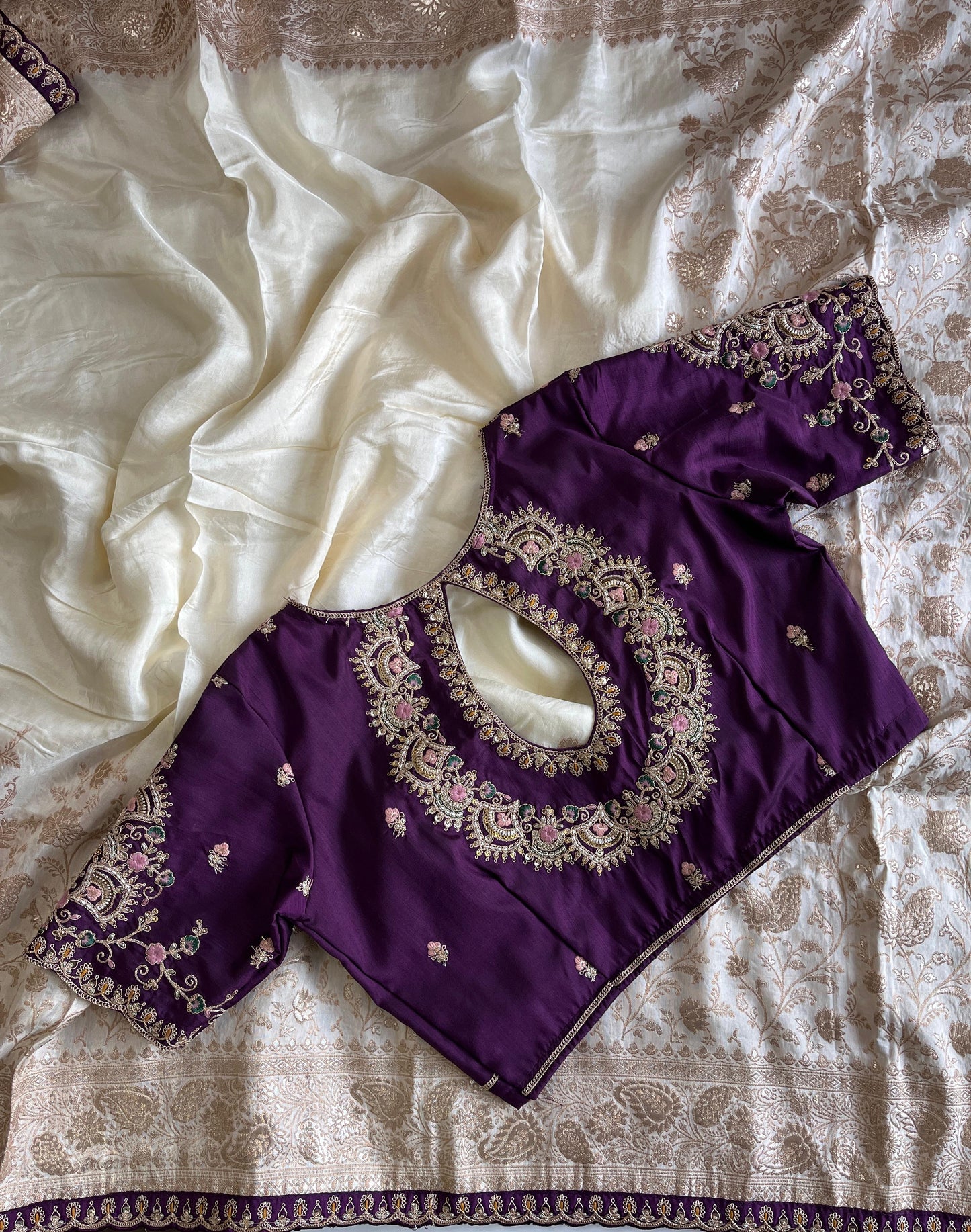 Luxe Banarasi saree with stitched blouse
