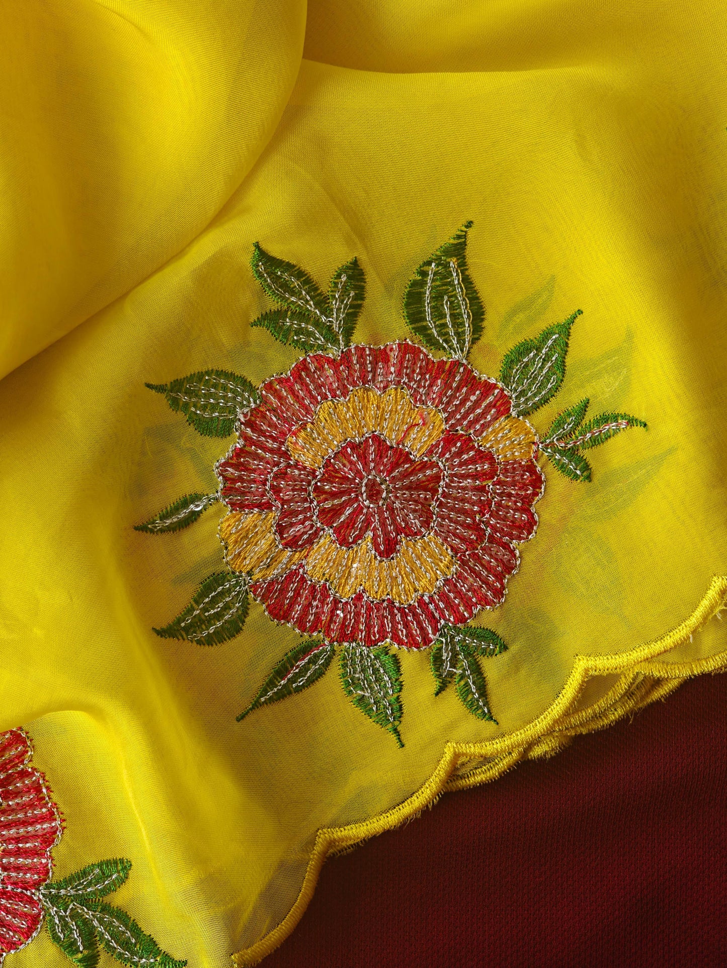 Pure Oraganza Floral Embroidery luxe Saree
