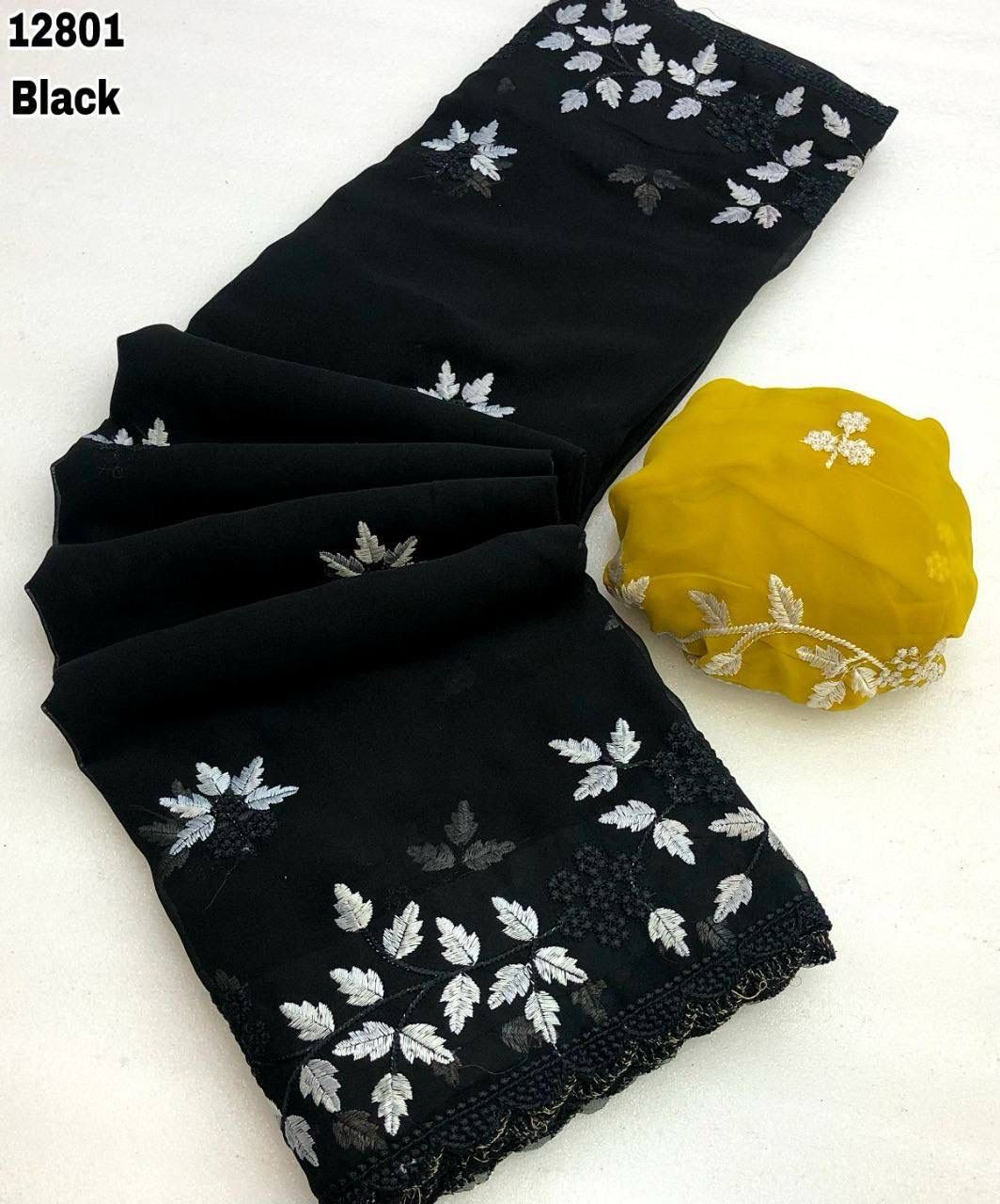 Georgette Embroidery Cutwork Budget Saree
