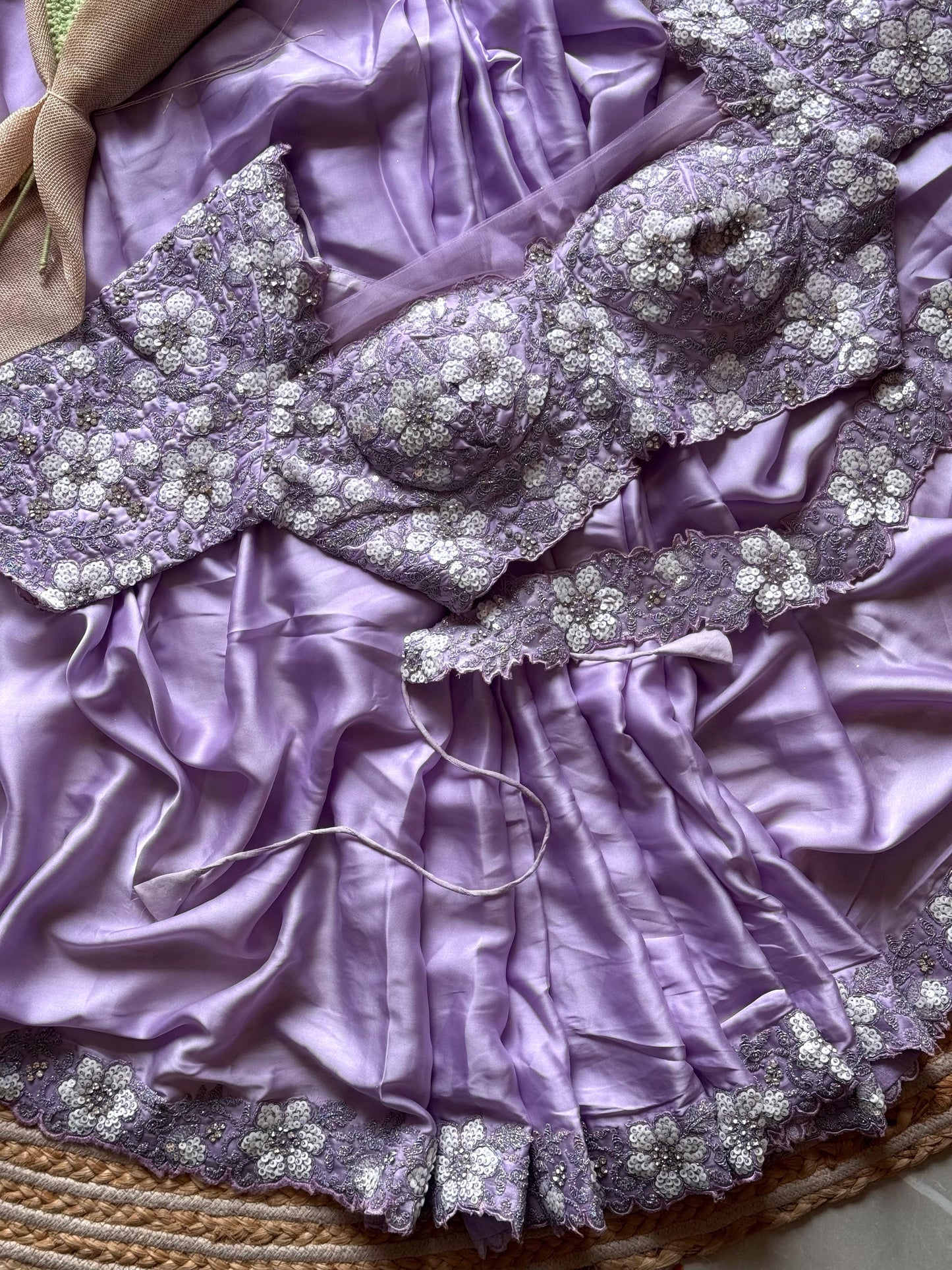 Luxe saree Lavender 1 min saree with stitched blouse