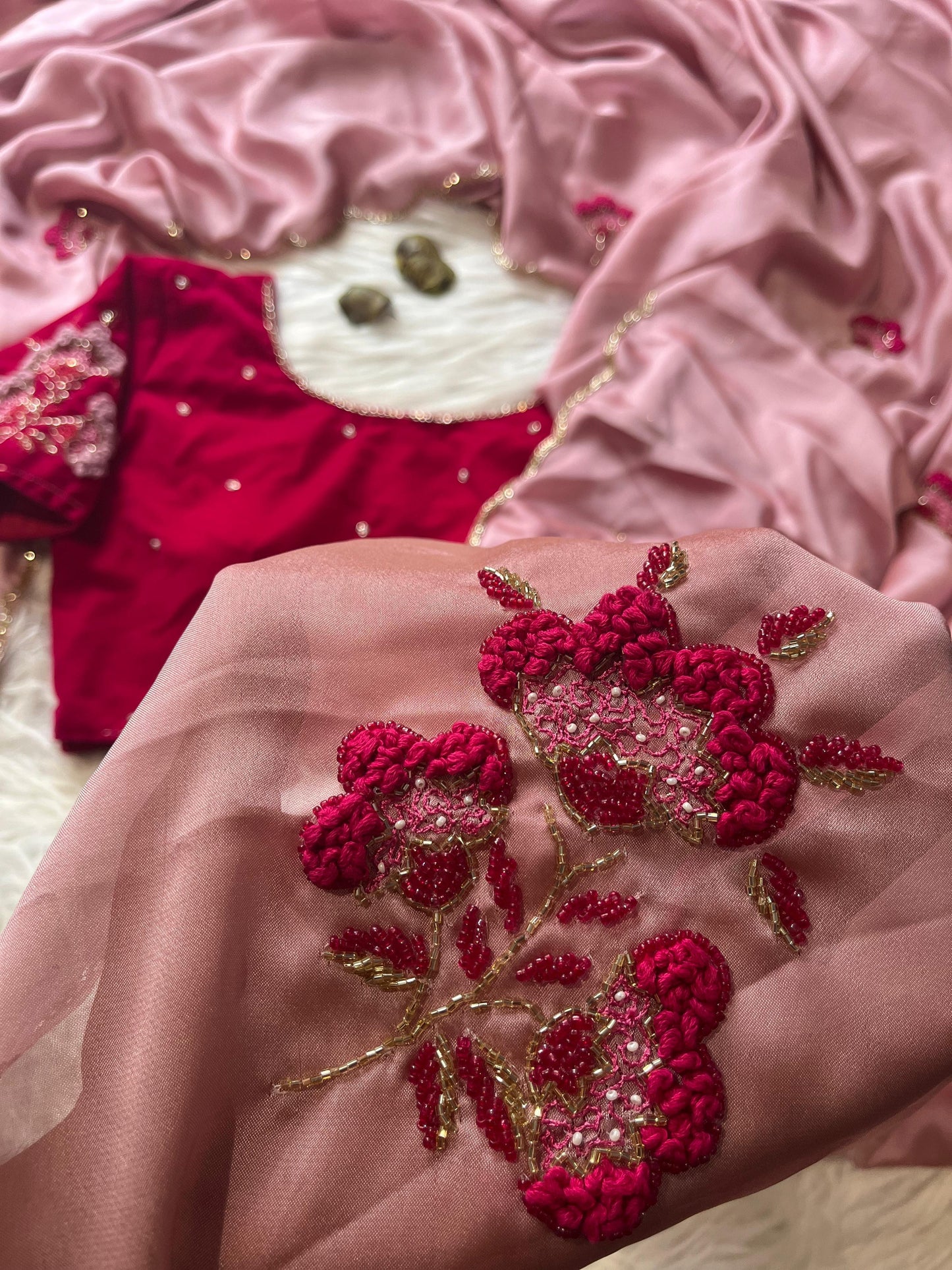 Saree With Stitched Blouse Velvet