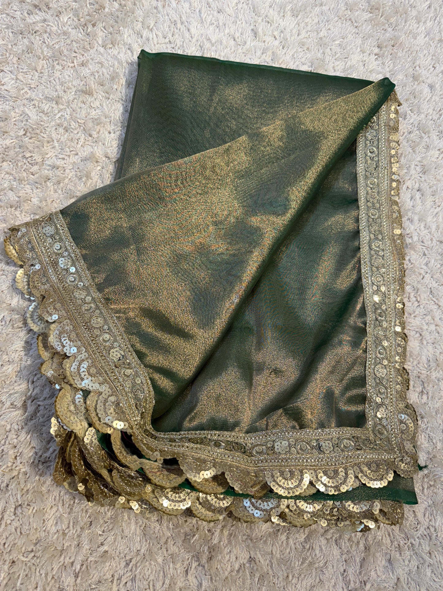 Green Soft Tissue Banarasi