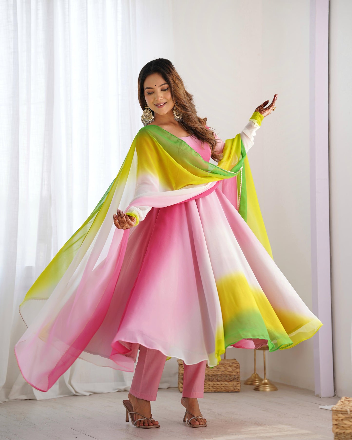 Rainbow Anarkali gowns